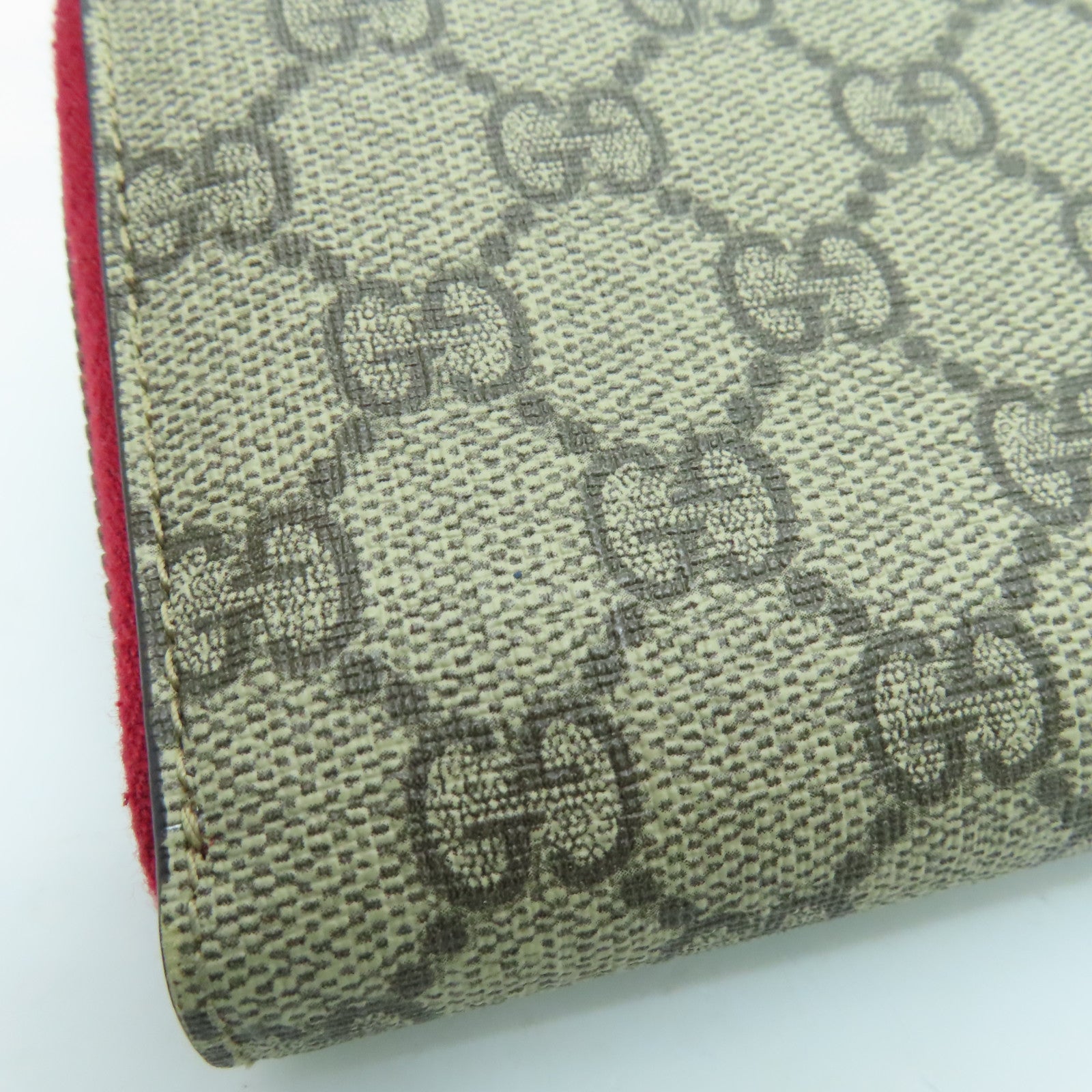 GUCCI 涂层帆布Long Wallet长钱包米色/红色