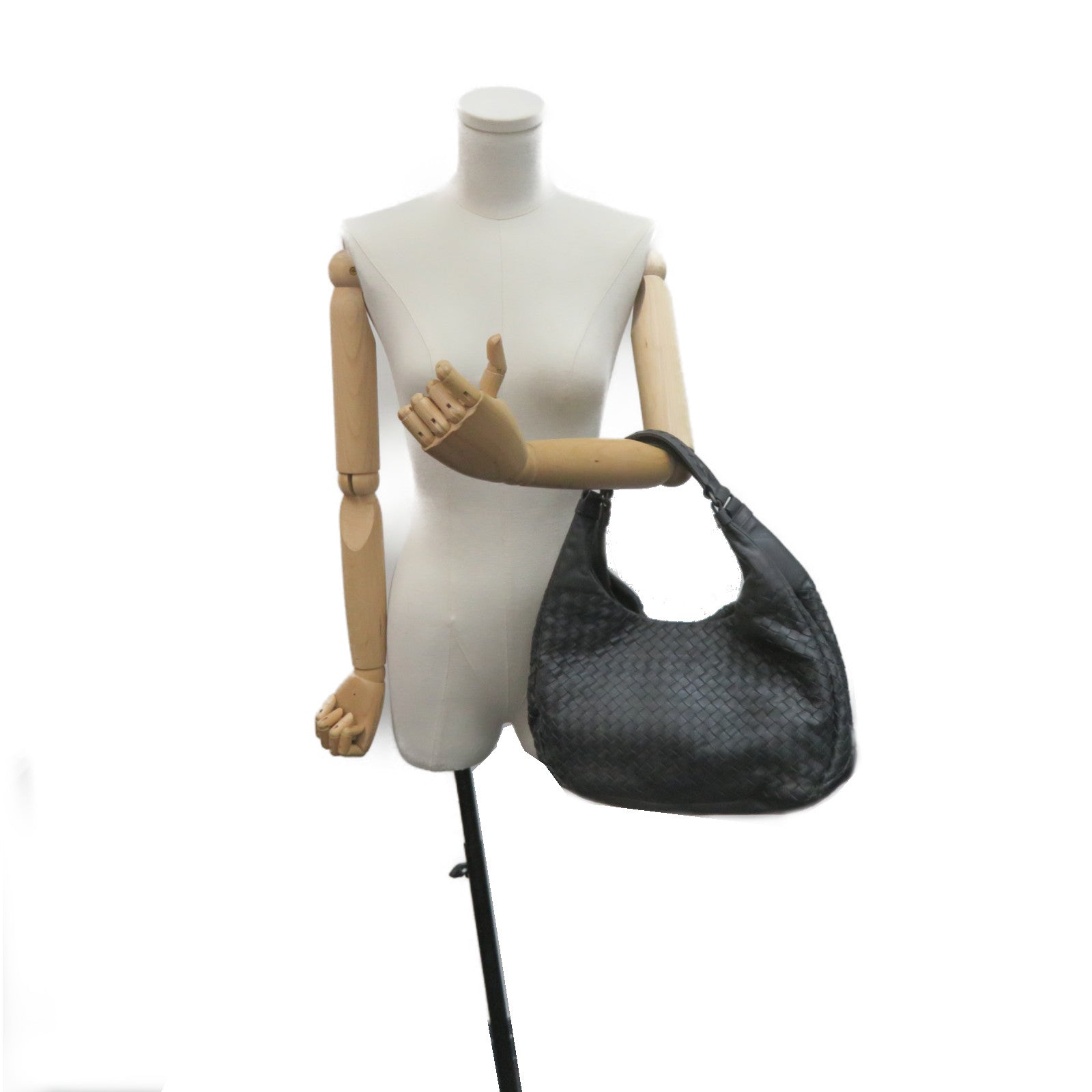 BOTTEGA VENETA 織紋皮革Shoulder Bag肩背袋碳灰色