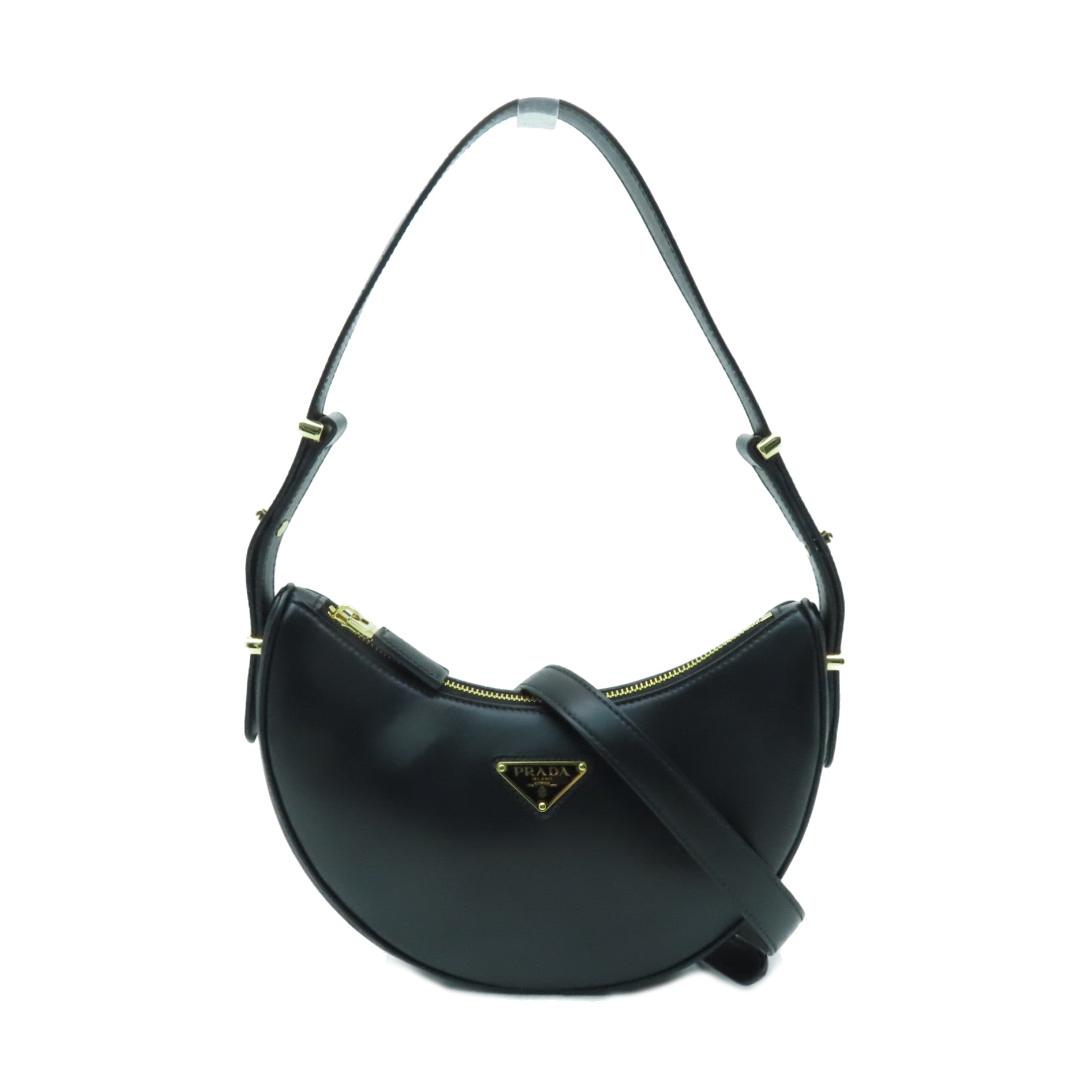 PRADA 牛皮皮革2way Shoulder Bag金扣手挽肩背兩用袋黒色