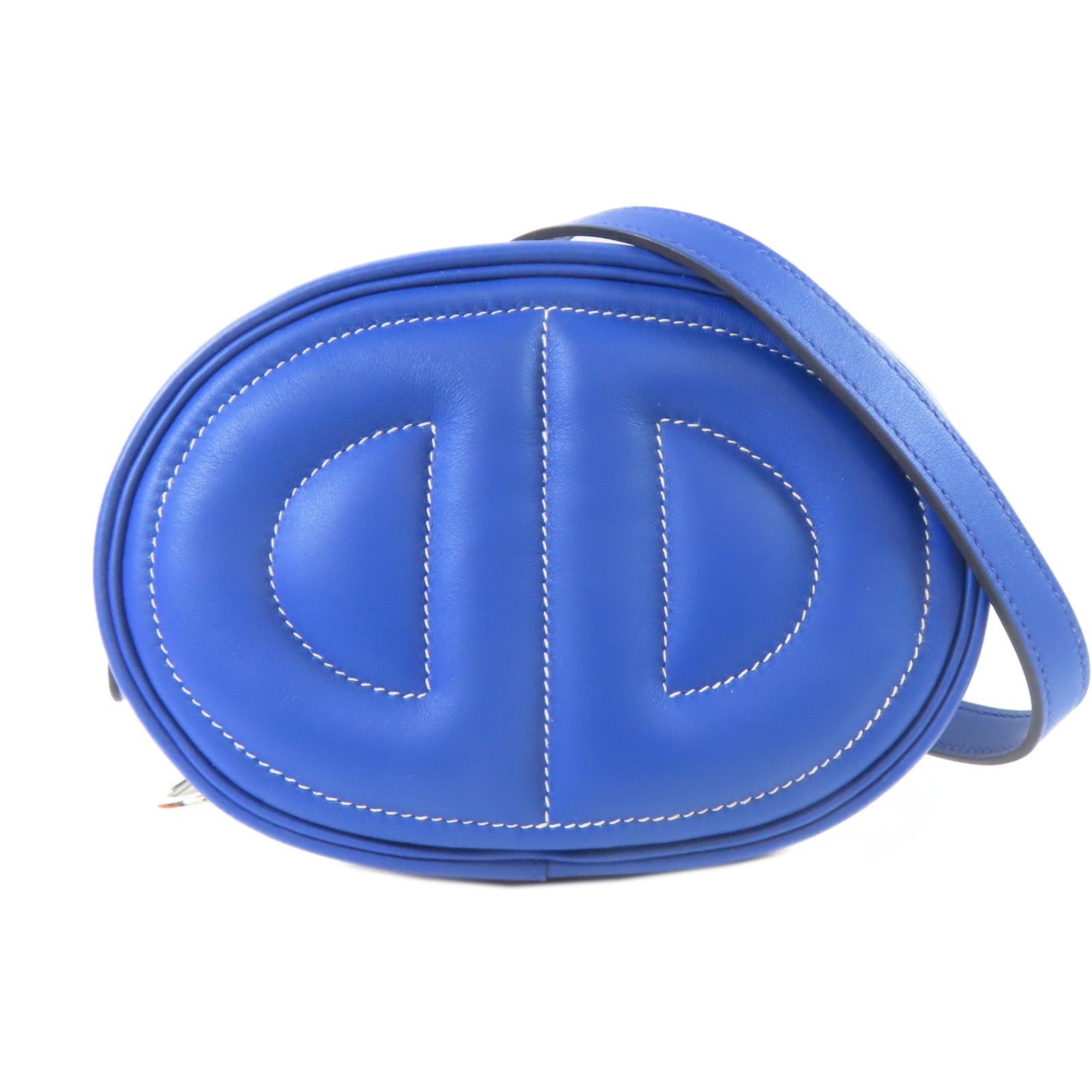 HERMES Veau Swift皮革In The Loop Belt Bag銀扣腰包藍色