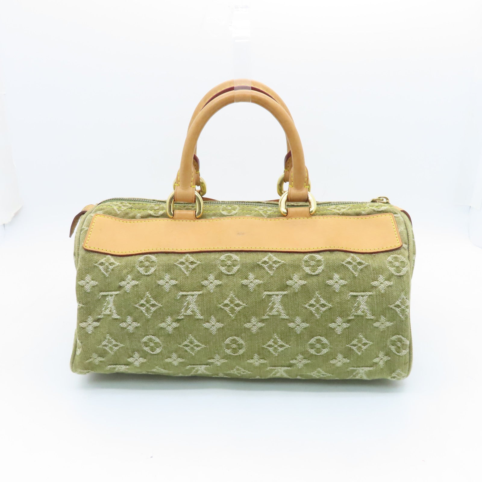 LOUIS VUITTON Monogram Denim Neo Speedy Gold Buckle Bag Khaki