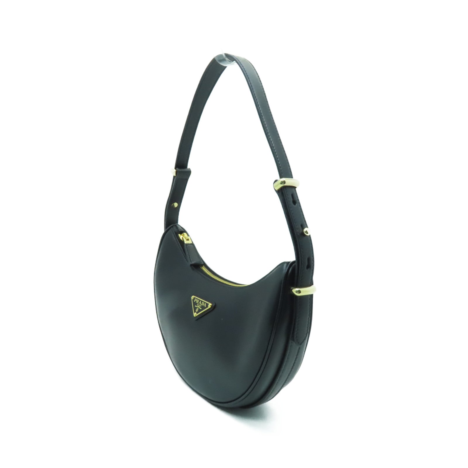 PRADA 牛皮皮革2way Shoulder Bag金扣手挽肩背兩用袋黒色