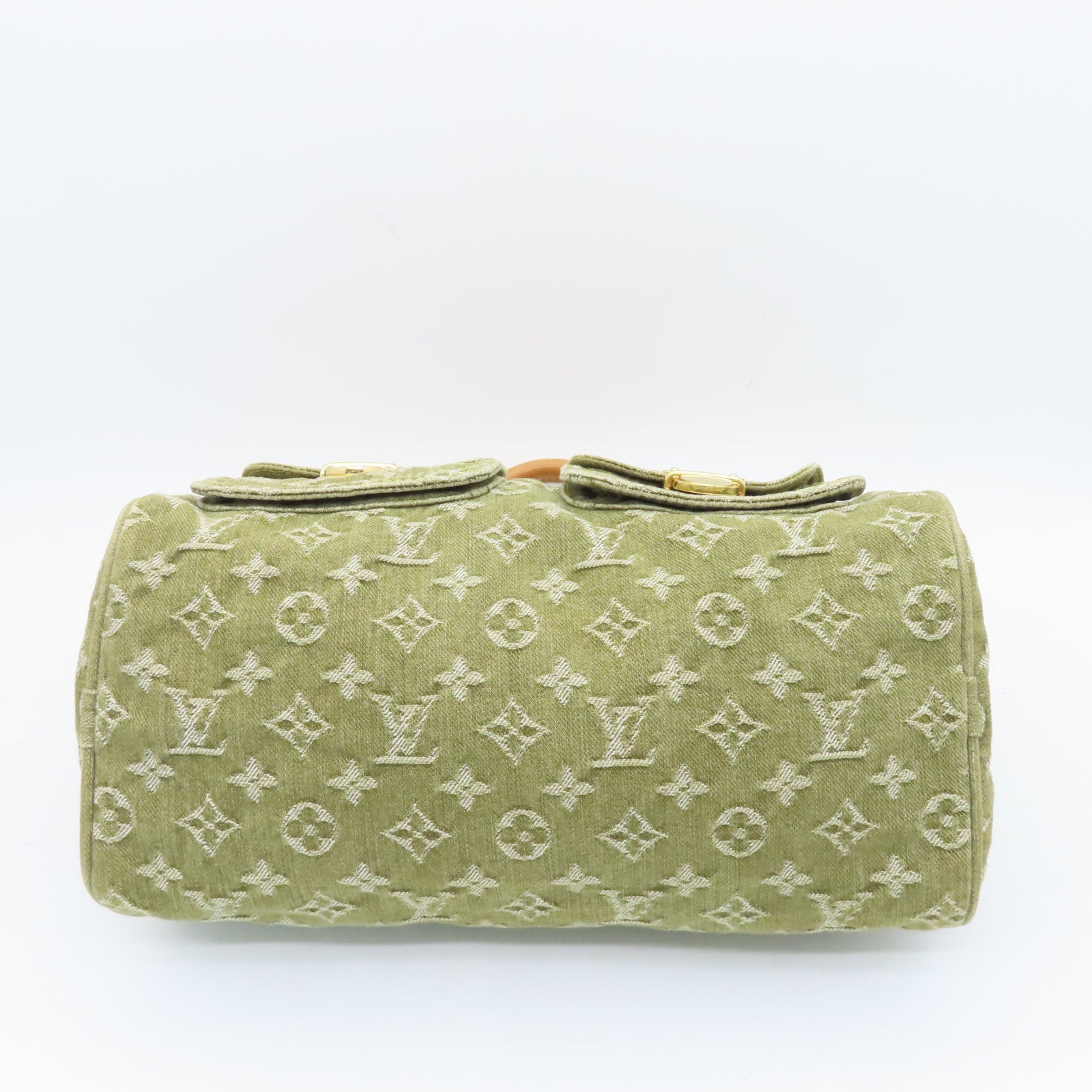 LOUIS VUITTON Monogram Denim Neo Speedy Gold Buckle Bag Khaki
