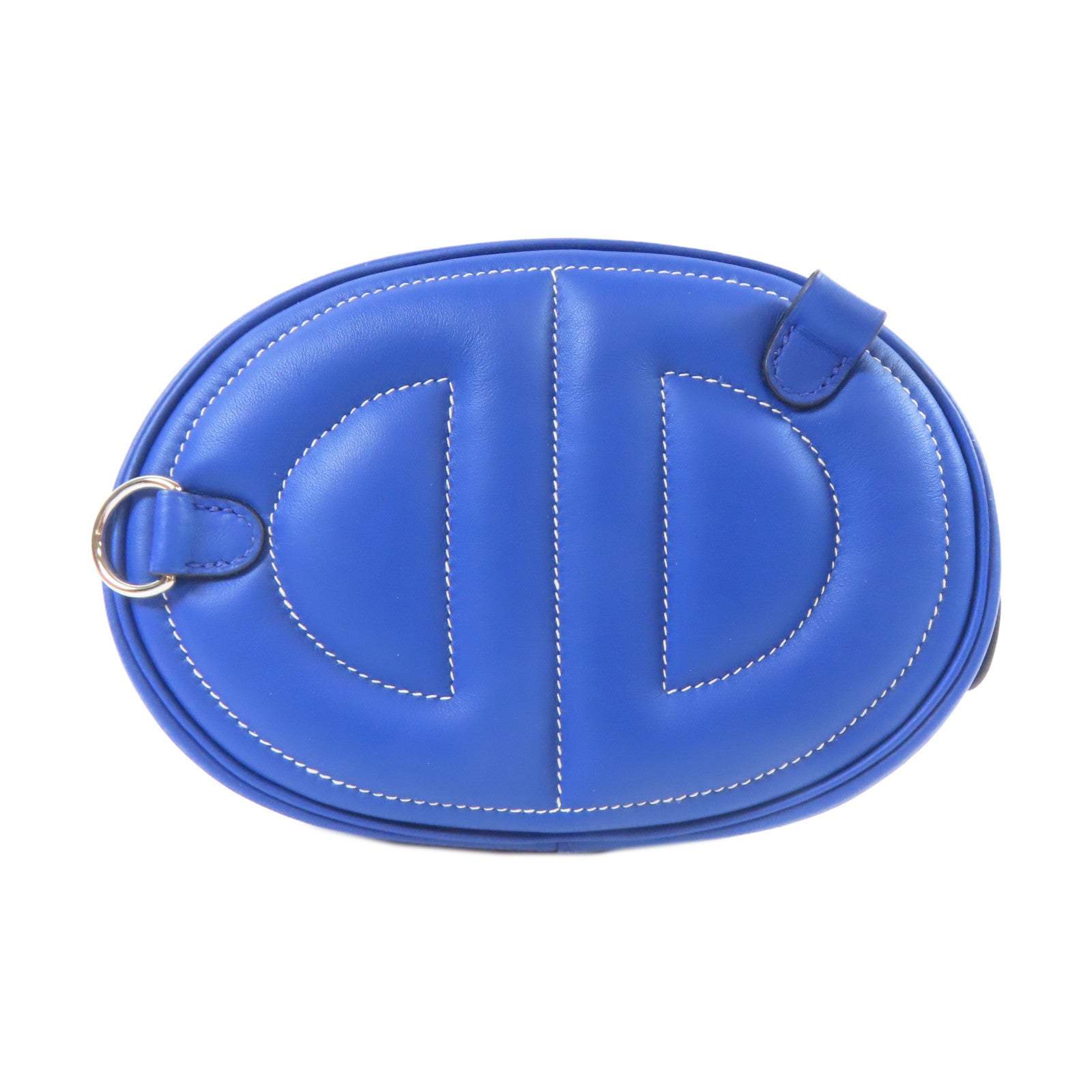 HERMES Veau Swift皮革In The Loop Belt Bag銀扣腰包藍色