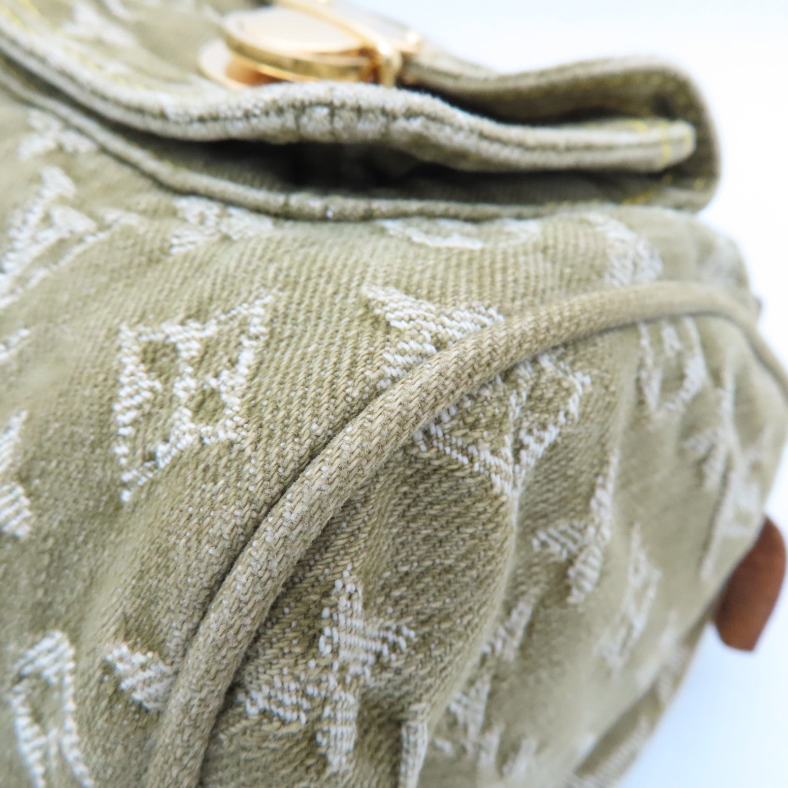 LOUIS VUITTON Monogram Denim Neo Speedy Gold Buckle Bag Khaki