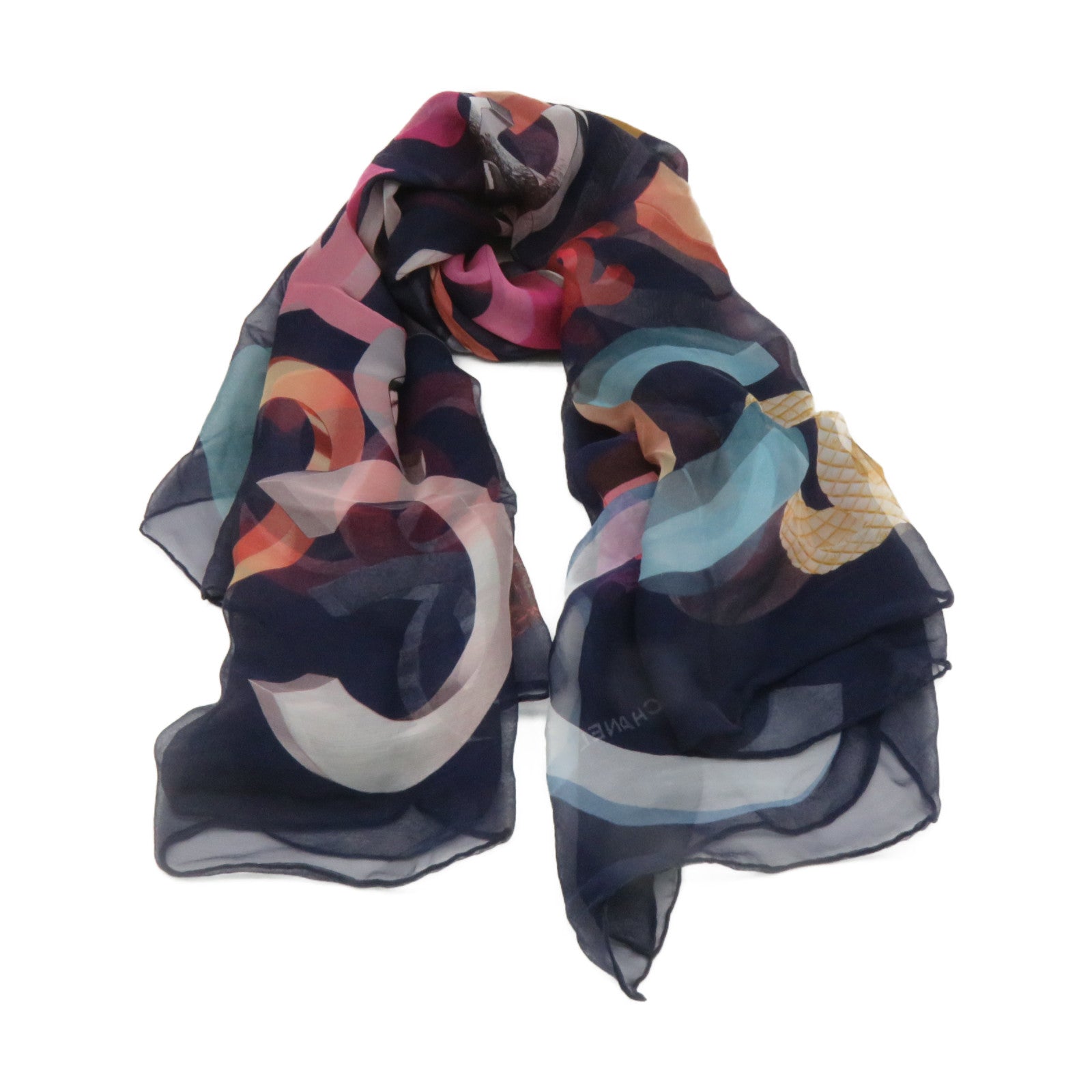 CHANEL 絲質Scarf絲巾紫色/彩色