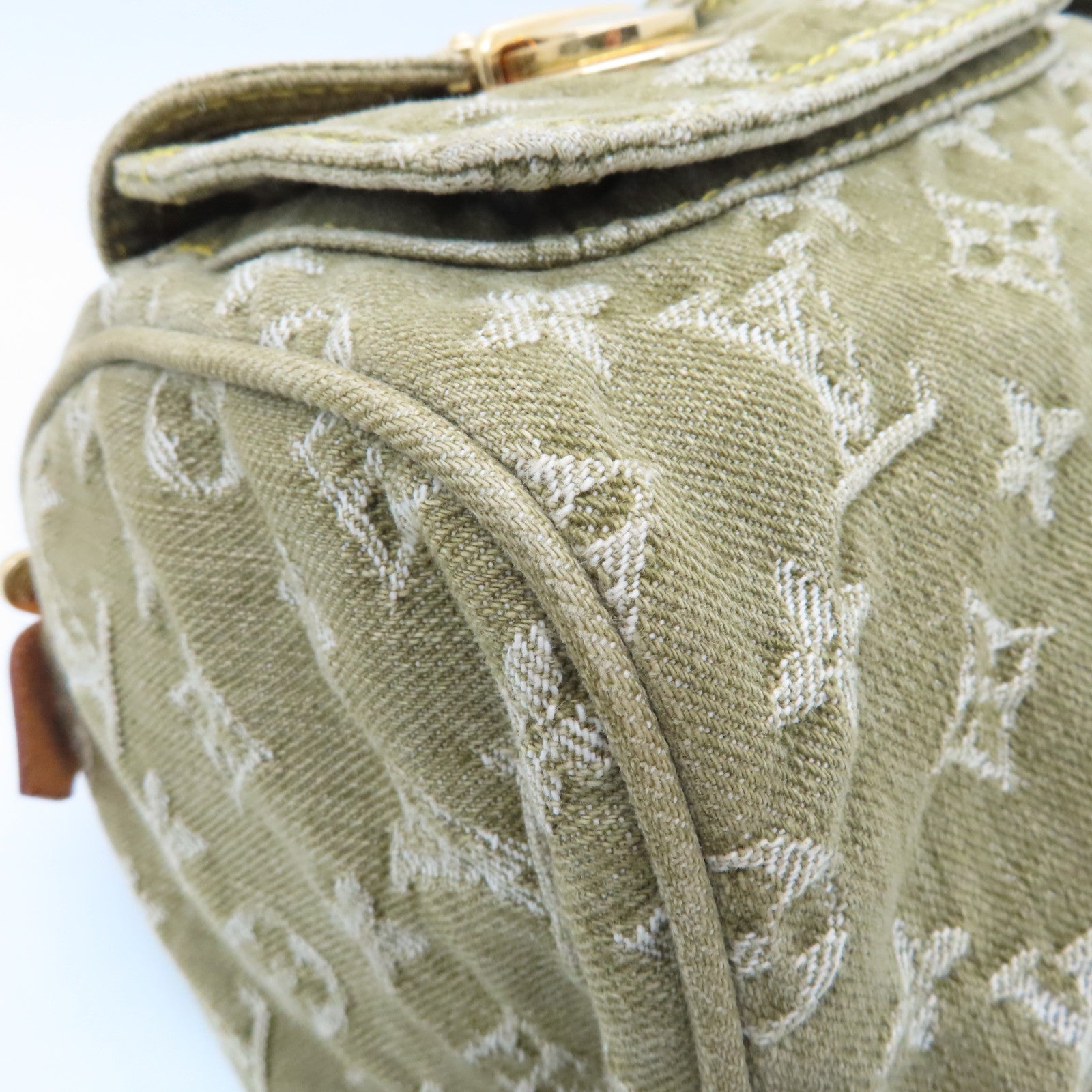 LOUIS VUITTON Monogram Denim Neo Speedy Gold Buckle Bag Khaki