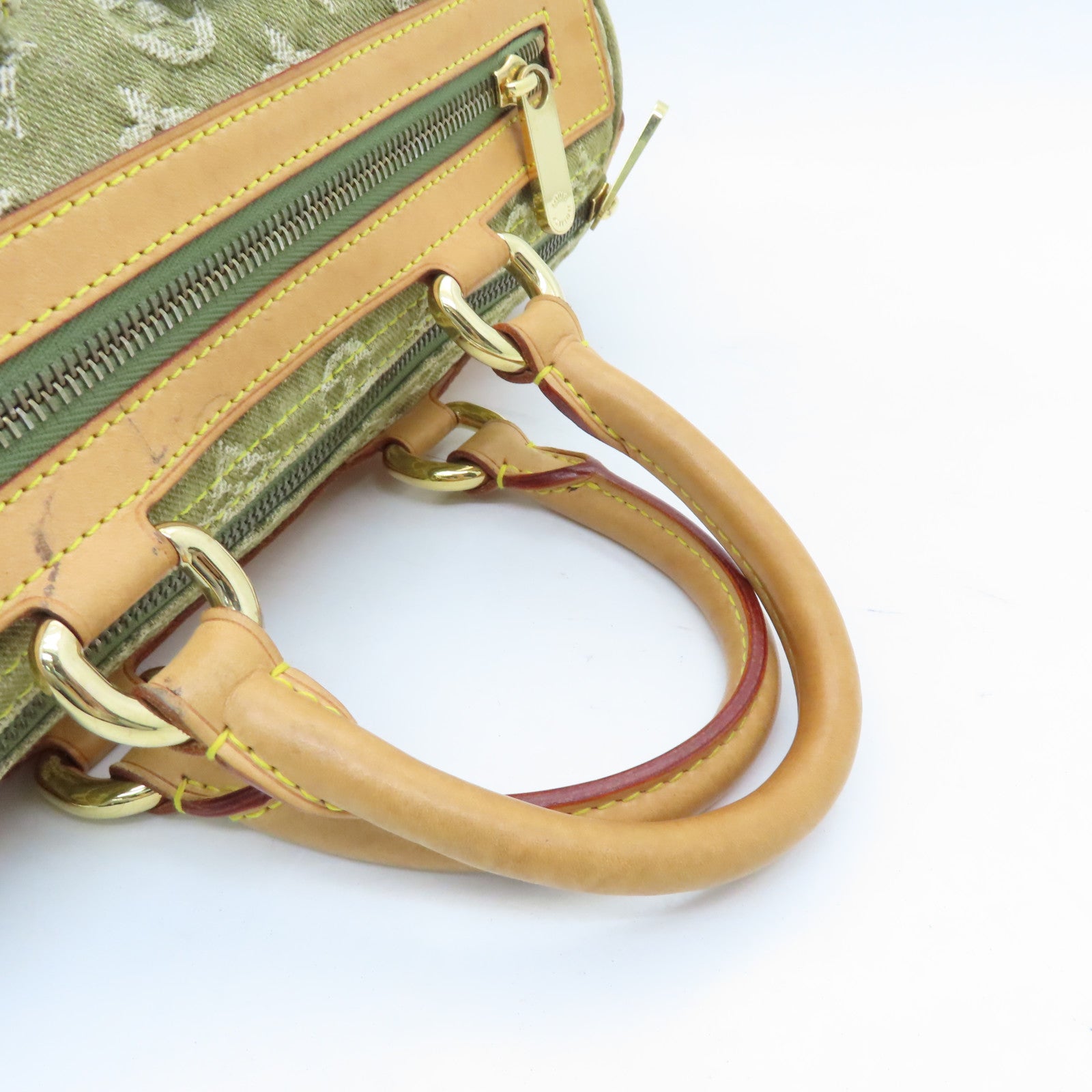 LOUIS VUITTON Monogram Denim Neo Speedy Gold Buckle Bag Khaki