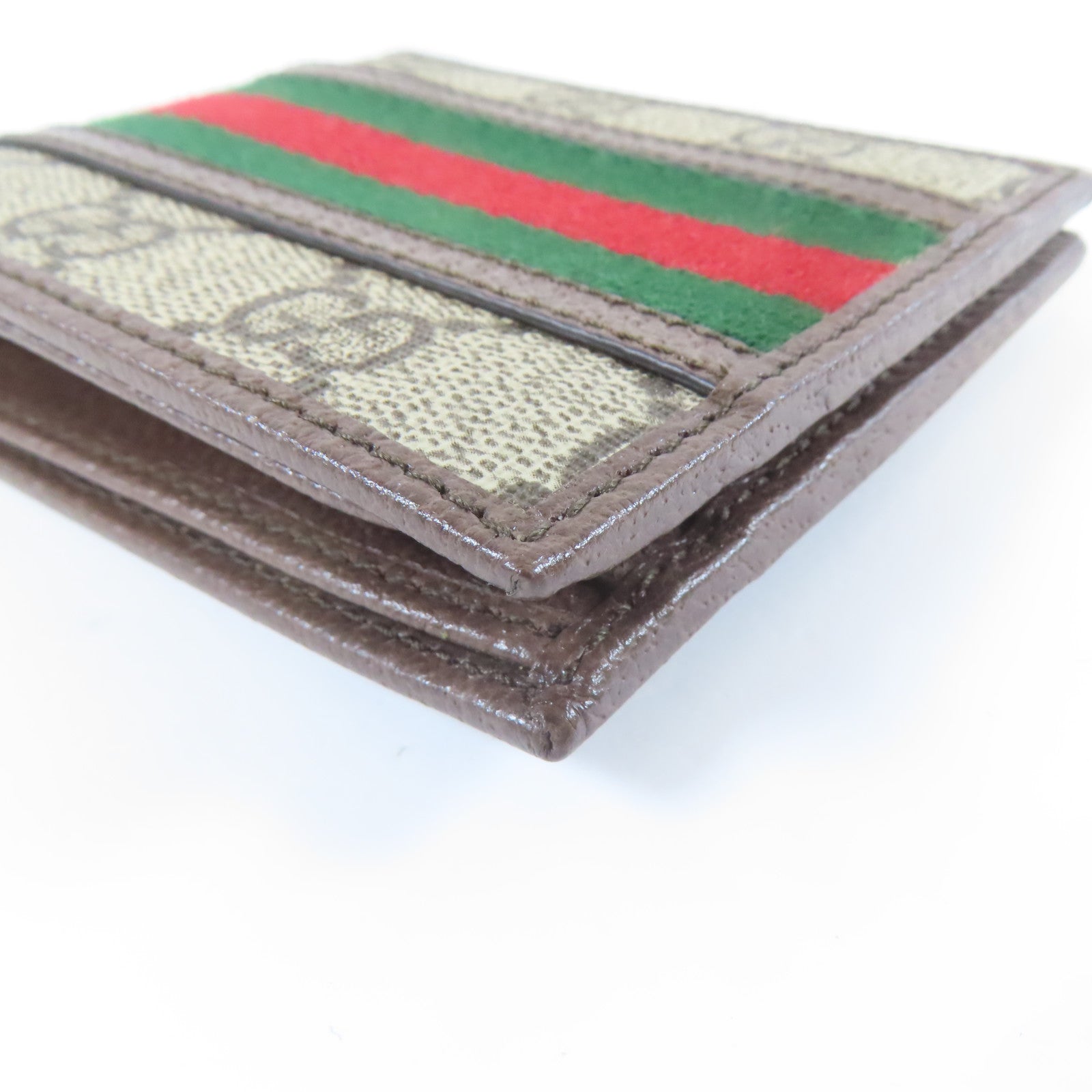 GUCCI 塗層帆布Wallet金扣錢包灰色/啡色