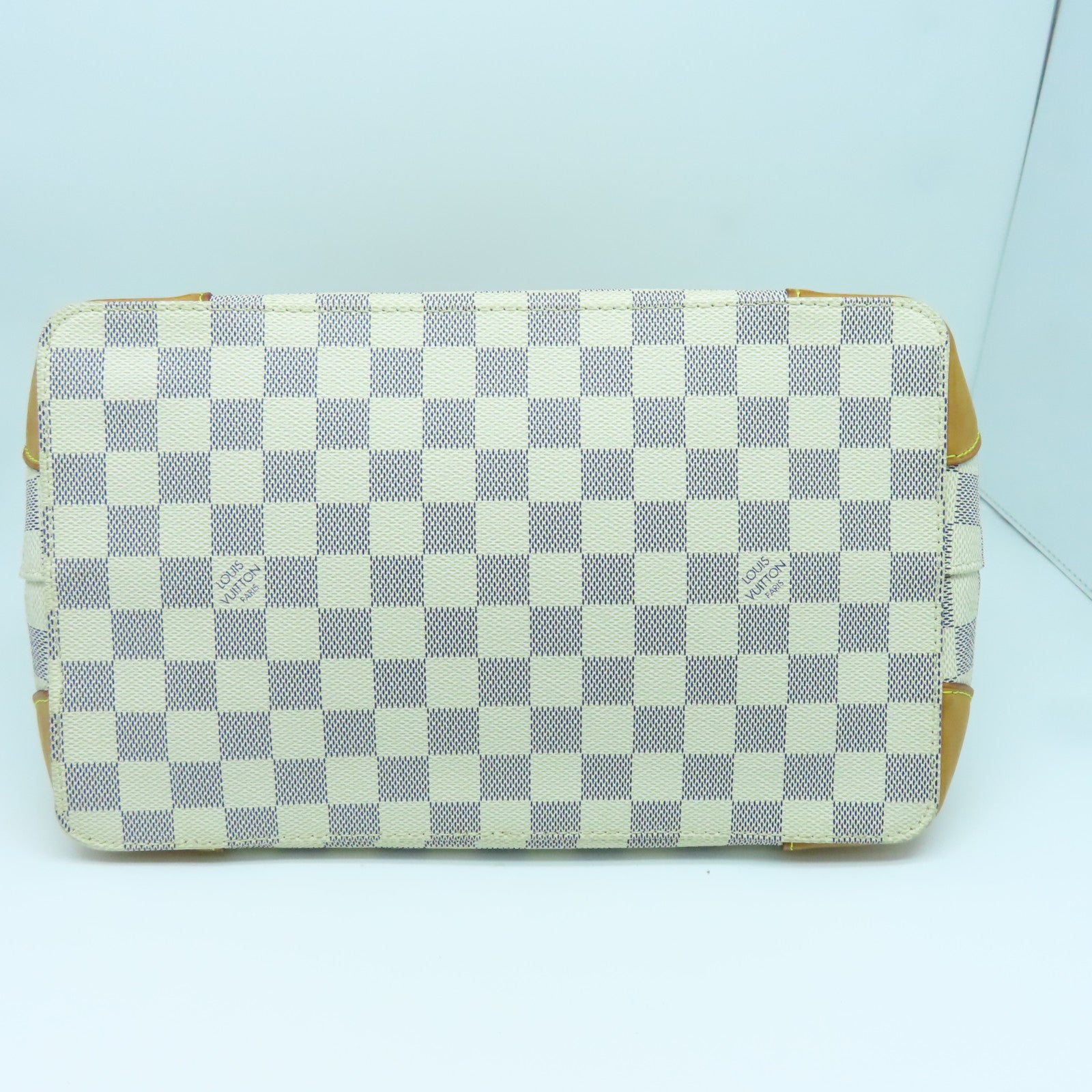 LOUIS VUITTON Damier Azur Hampstead PM金扣手挽袋白色