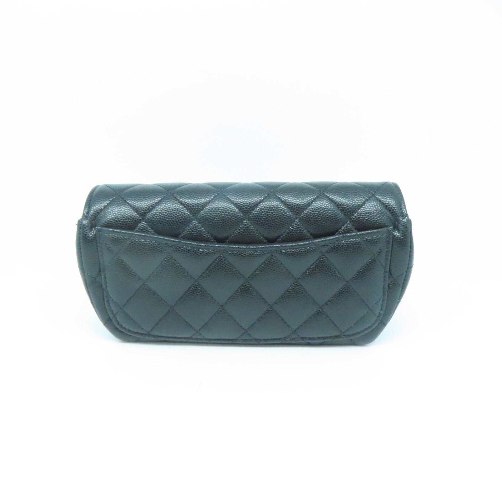 CHANEL 菱格Caviar皮革Chain Shoulder Bag银扣链带肩背袋黑色