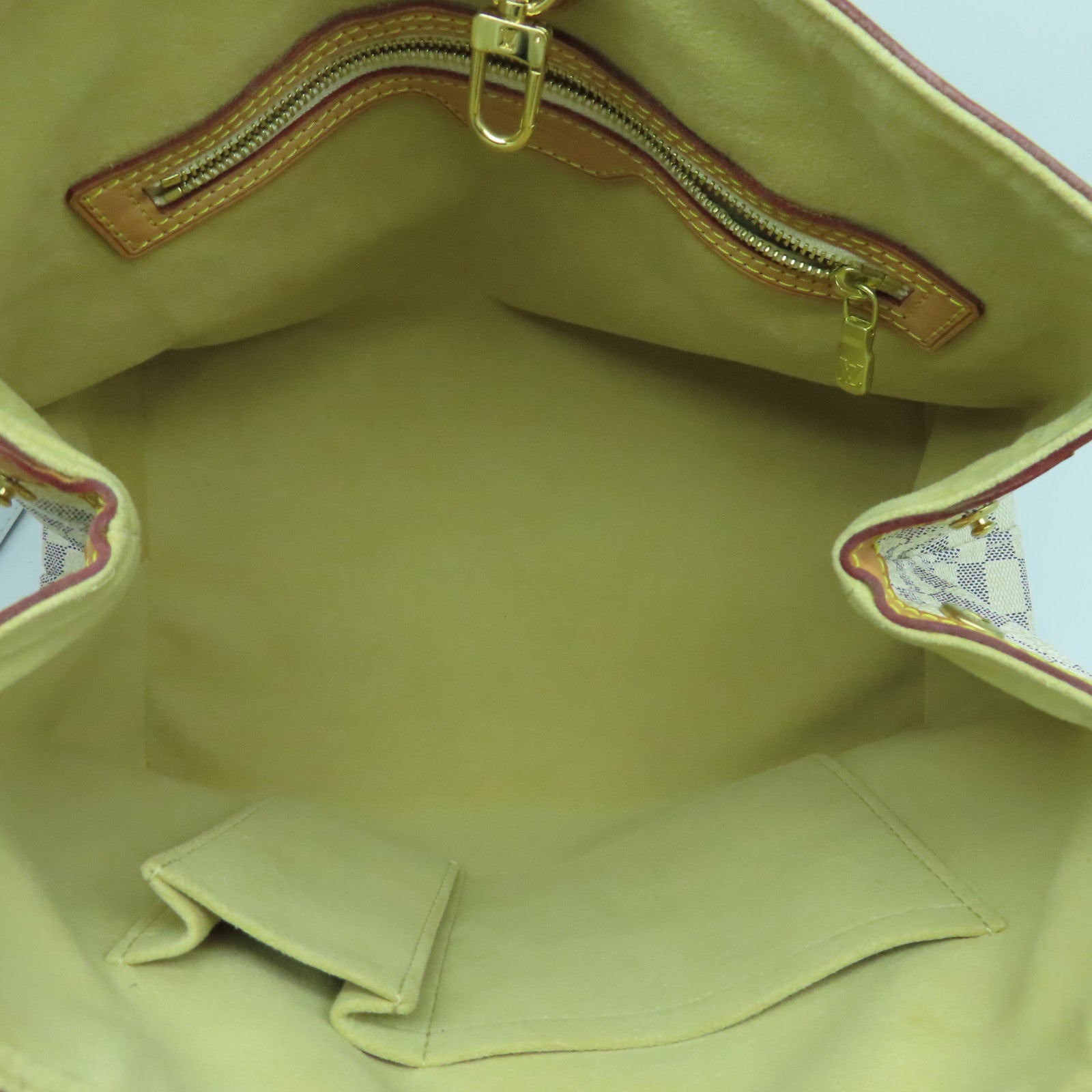 LOUIS VUITTON Damier Azur Hampstead PM金扣手挽袋白色