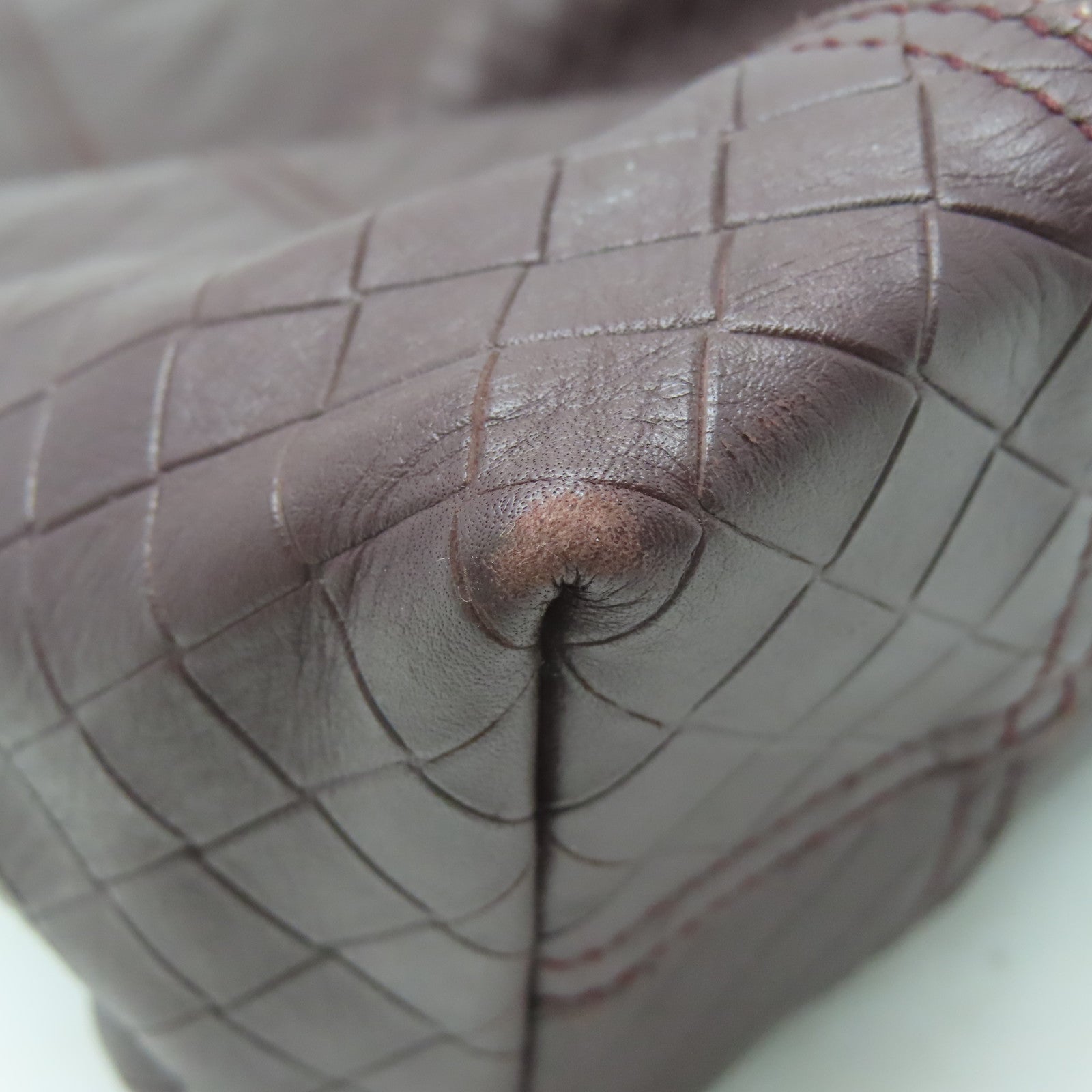 BOTTEGA VENETA 羊皮皮革Tote Bag銀扣手挽袋啡色