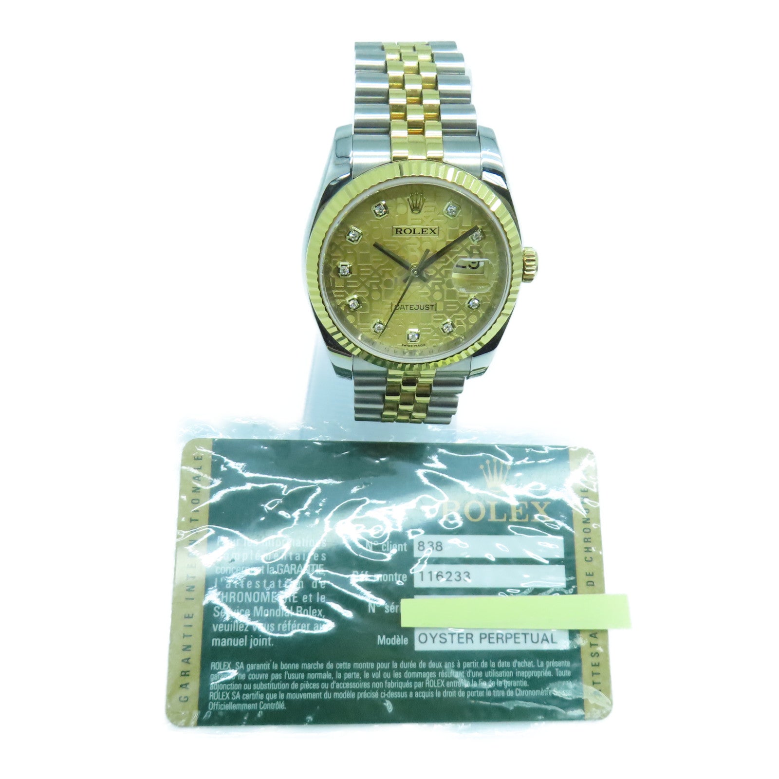 ROLEX Datejust18K黃金/不鏽鋼鑽石手錶自動機芯金色