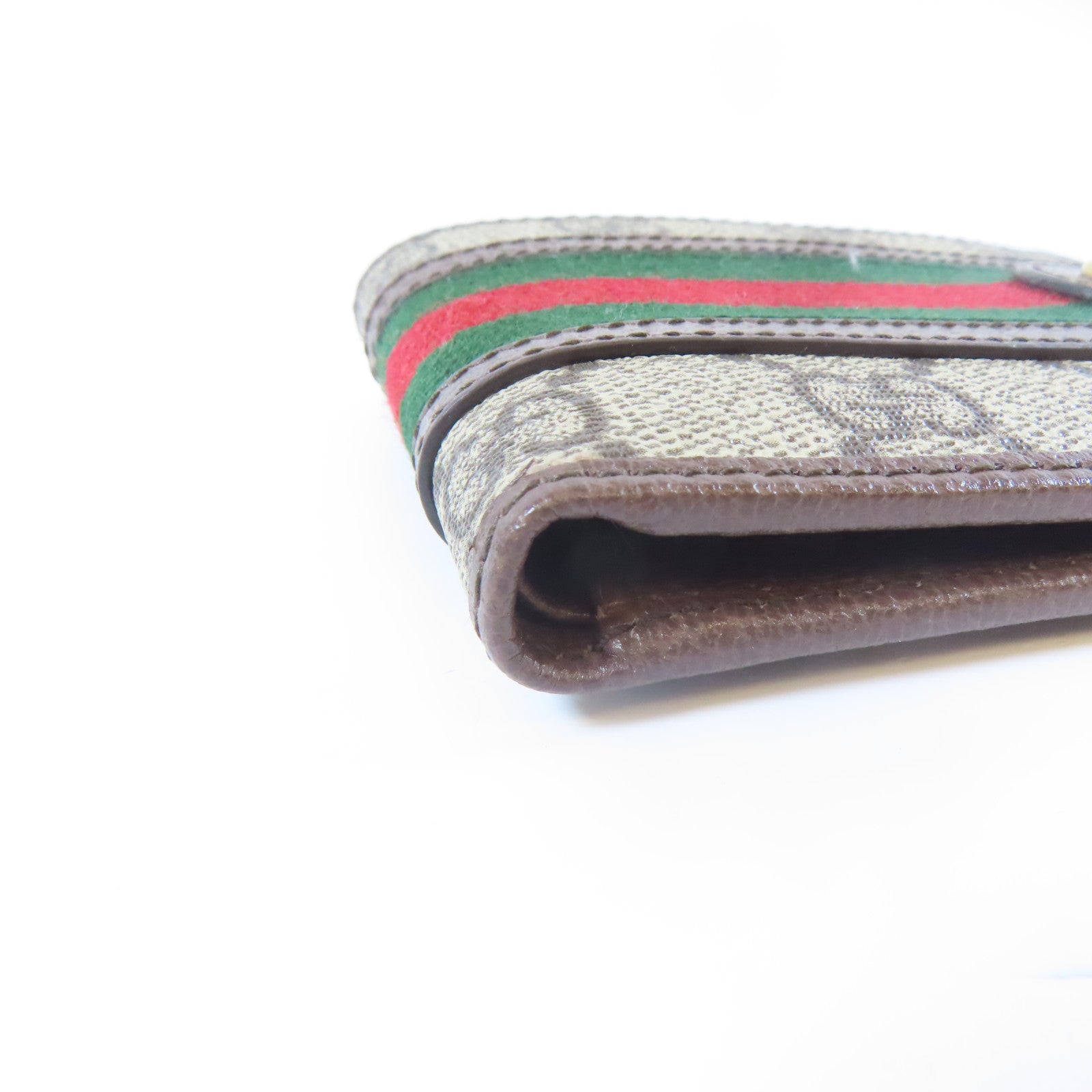 GUCCI 塗層帆布Wallet金扣錢包灰色/啡色