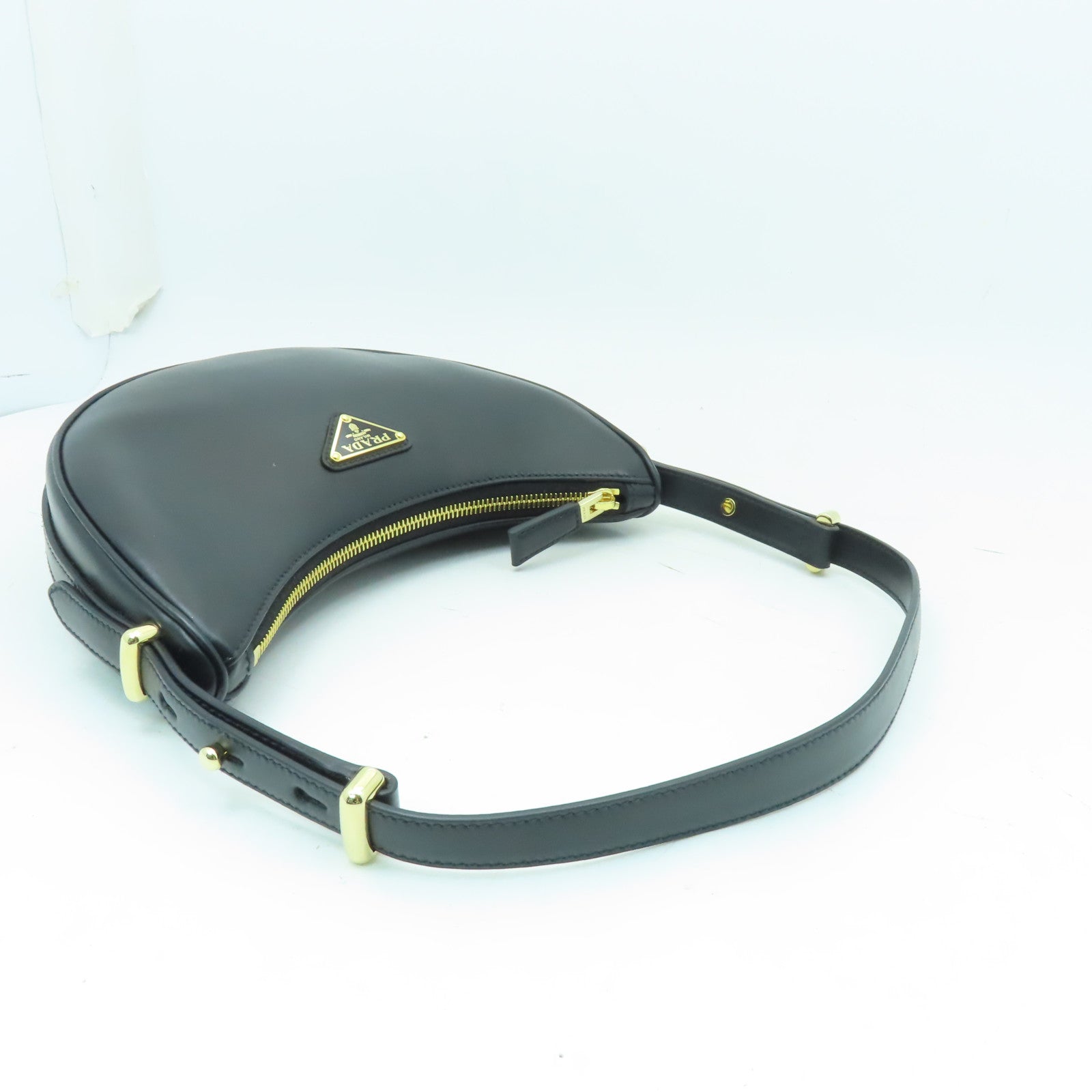 PRADA 牛皮皮革2way Shoulder Bag金扣手挽肩背兩用袋黒色