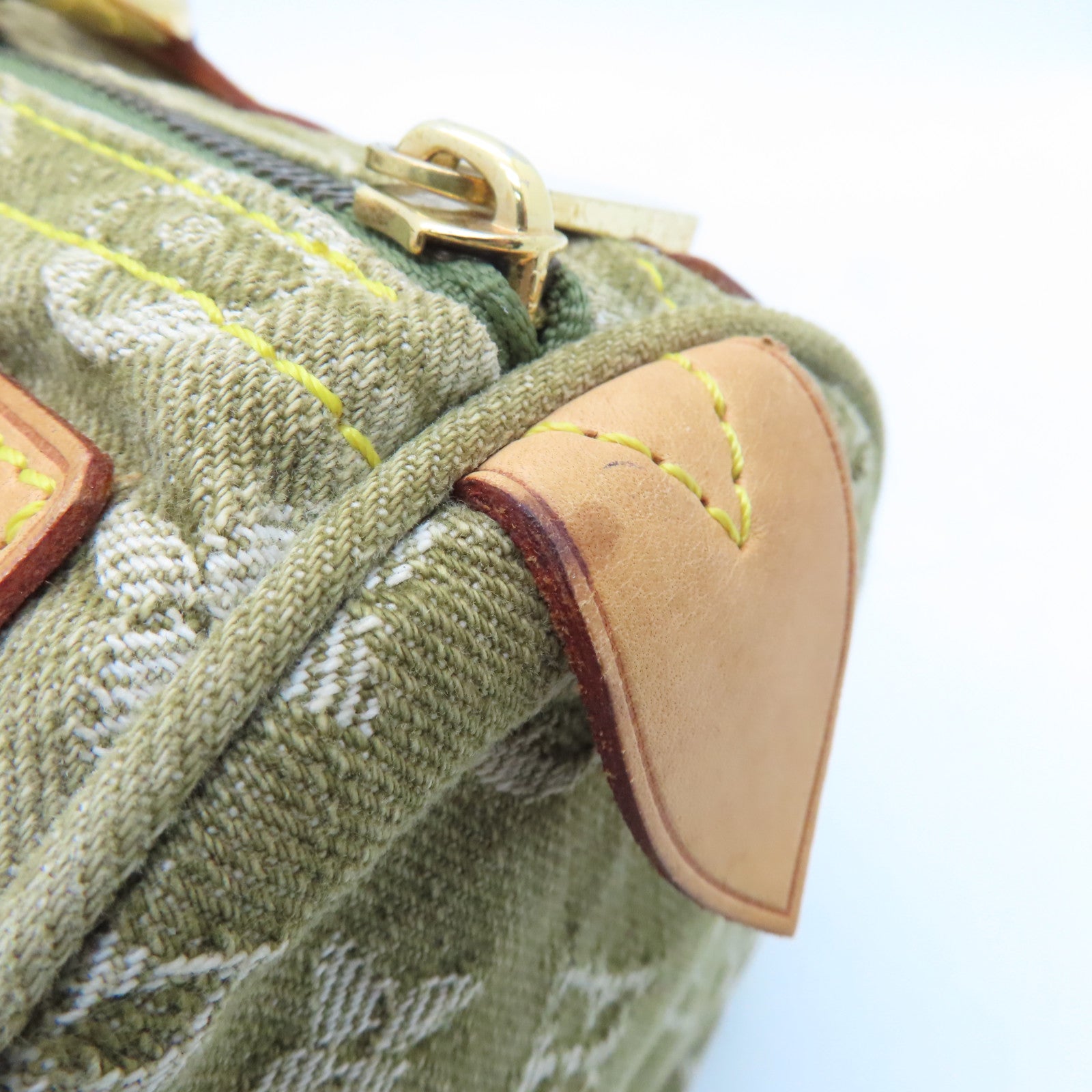 LOUIS VUITTON Monogram Denim Neo Speedy Gold Buckle Bag Khaki