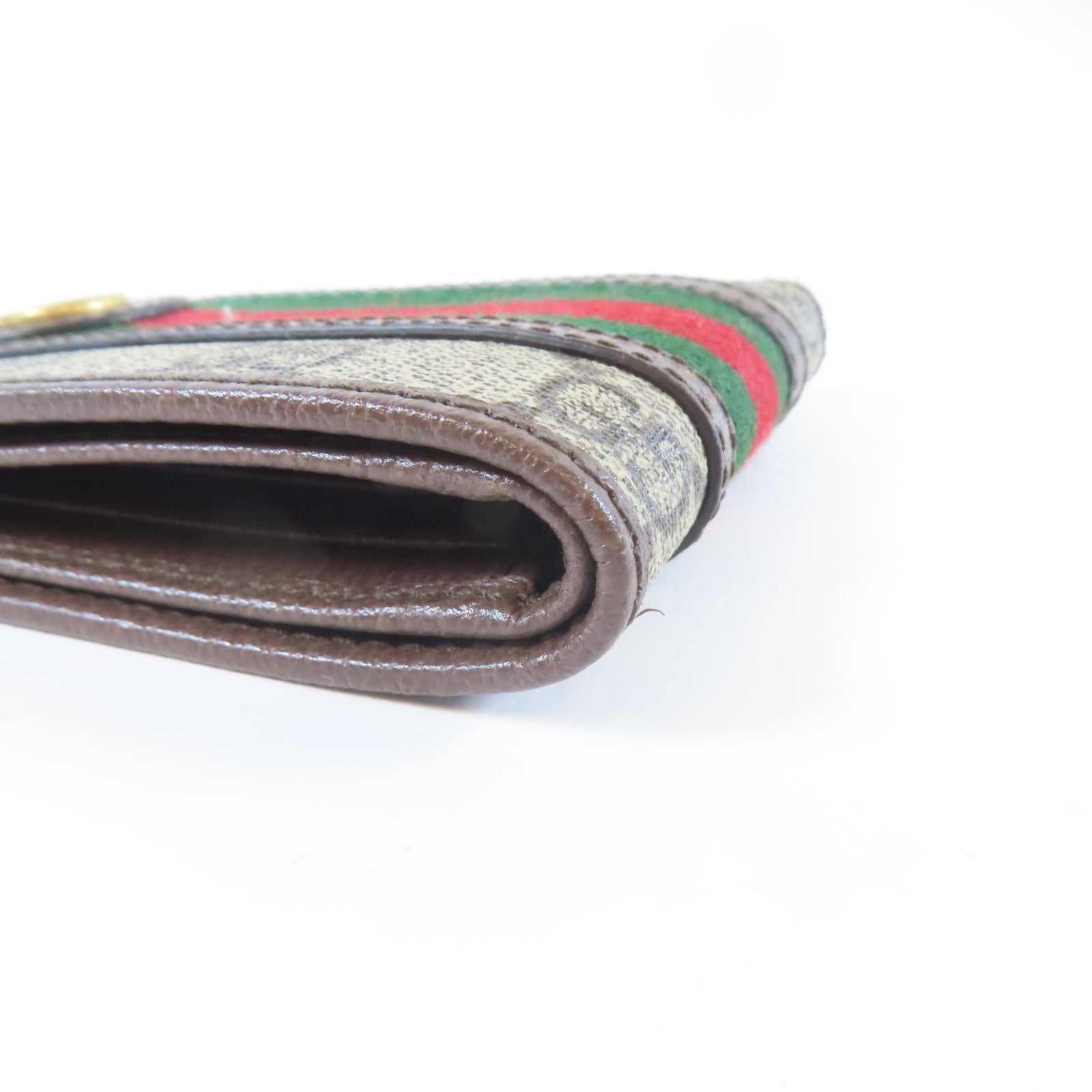 GUCCI 塗層帆布Wallet金扣錢包灰色/啡色