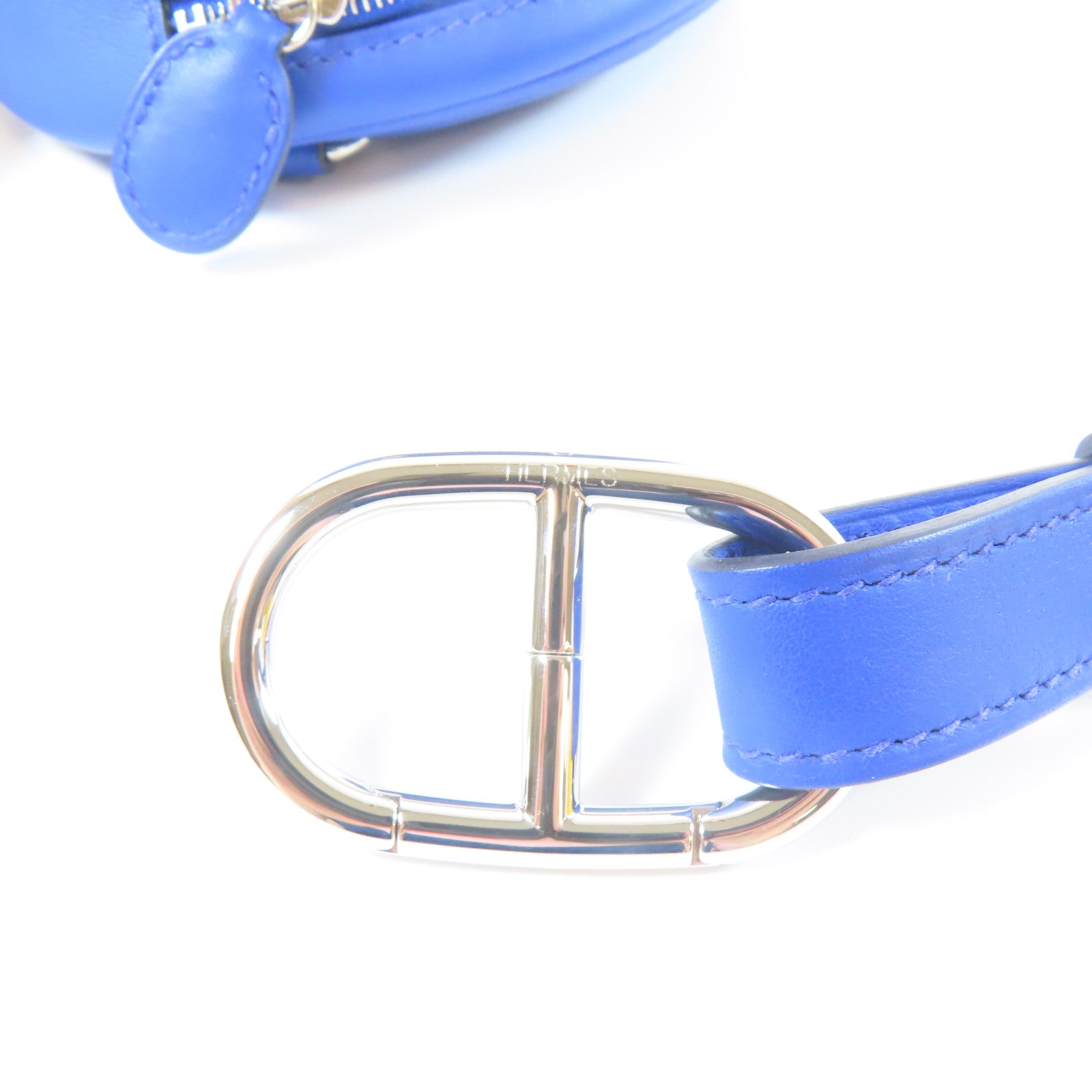 HERMES Veau Swift皮革In The Loop Belt Bag銀扣腰包藍色