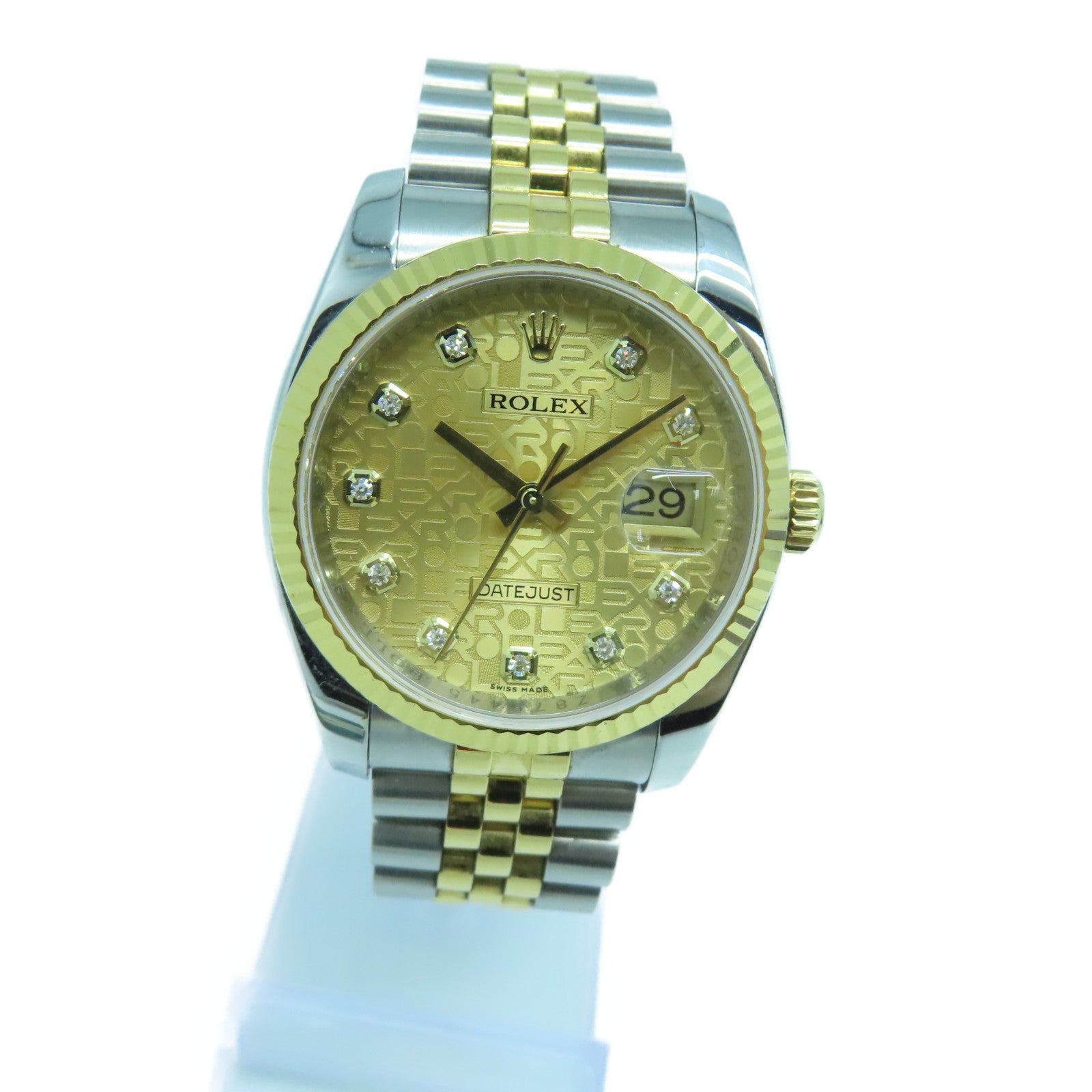 ROLEX Datejust18K黃金/不鏽鋼鑽石手錶自動機芯金色