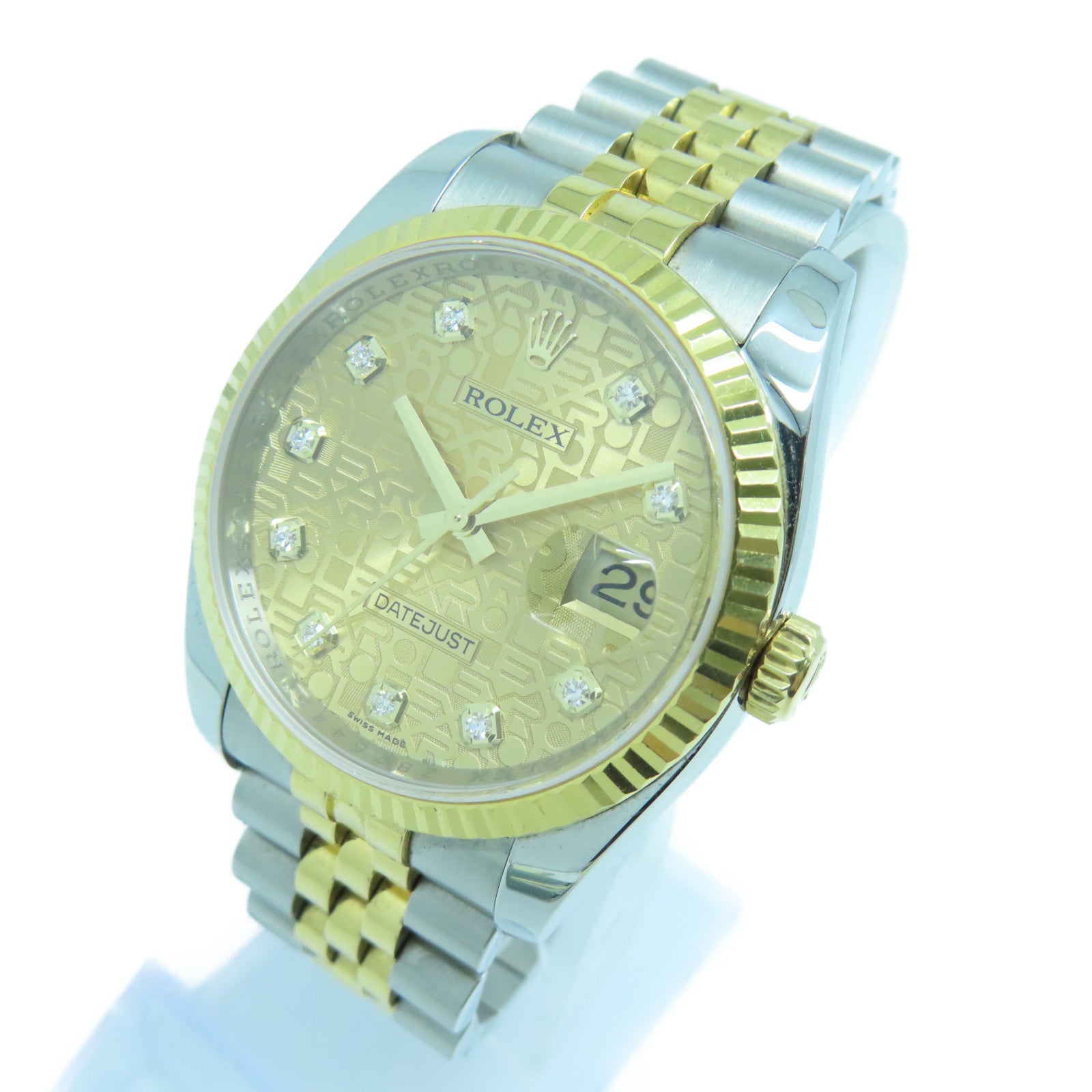 ROLEX Datejust18K黃金/不鏽鋼鑽石手錶自動機芯金色