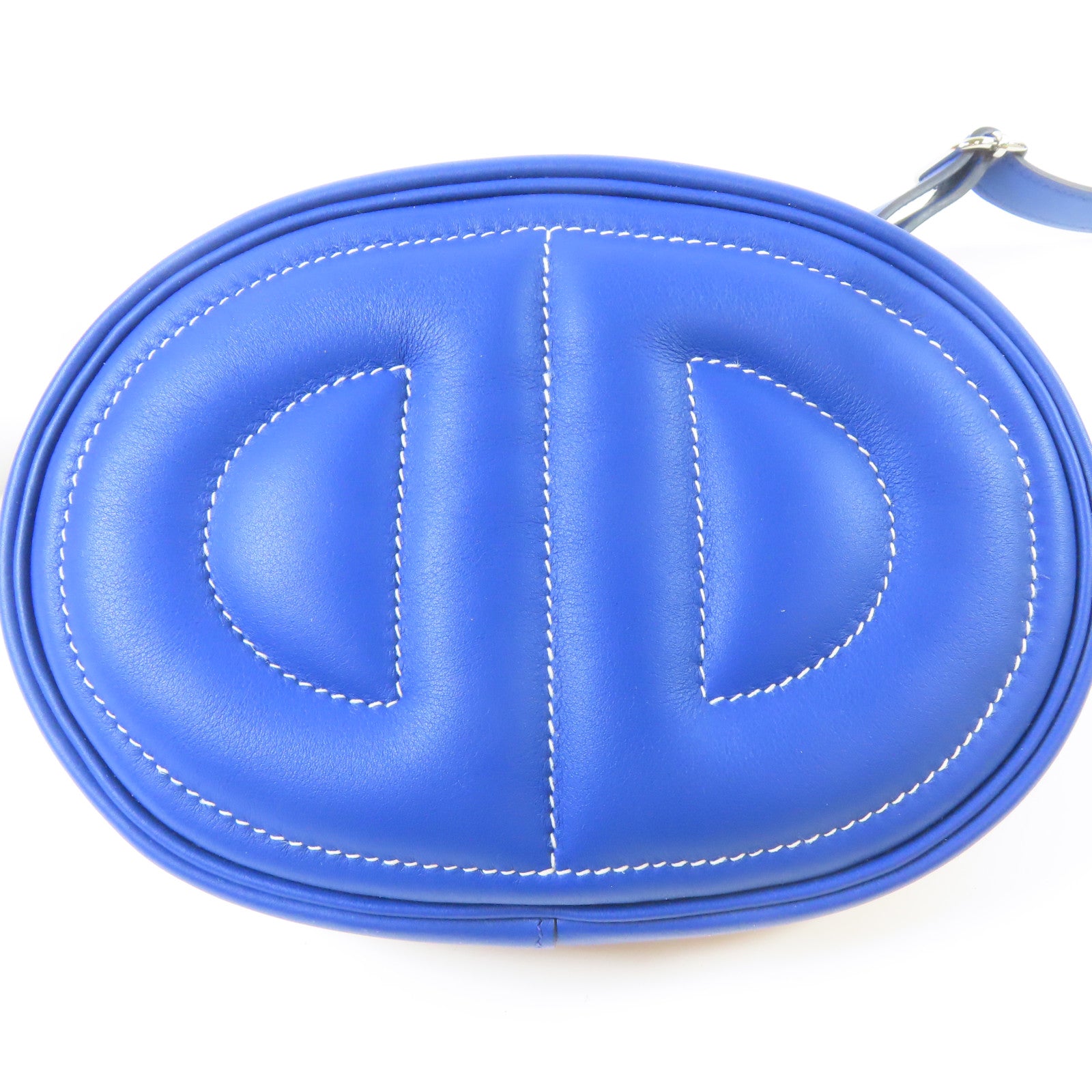 HERMES Veau Swift皮革In The Loop Belt Bag銀扣腰包藍色
