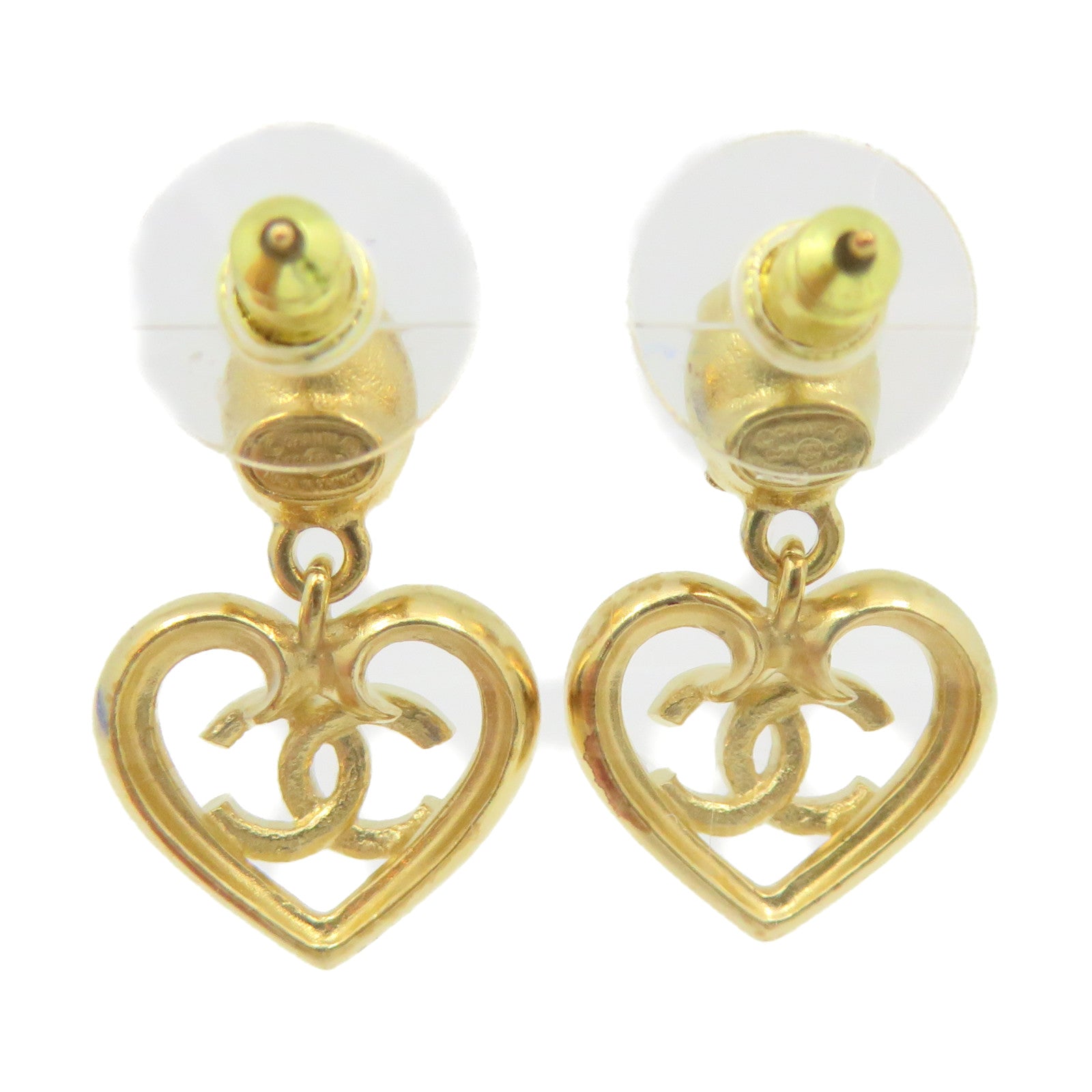CHANEL 金屬CC Heart Earrings耳環金色
