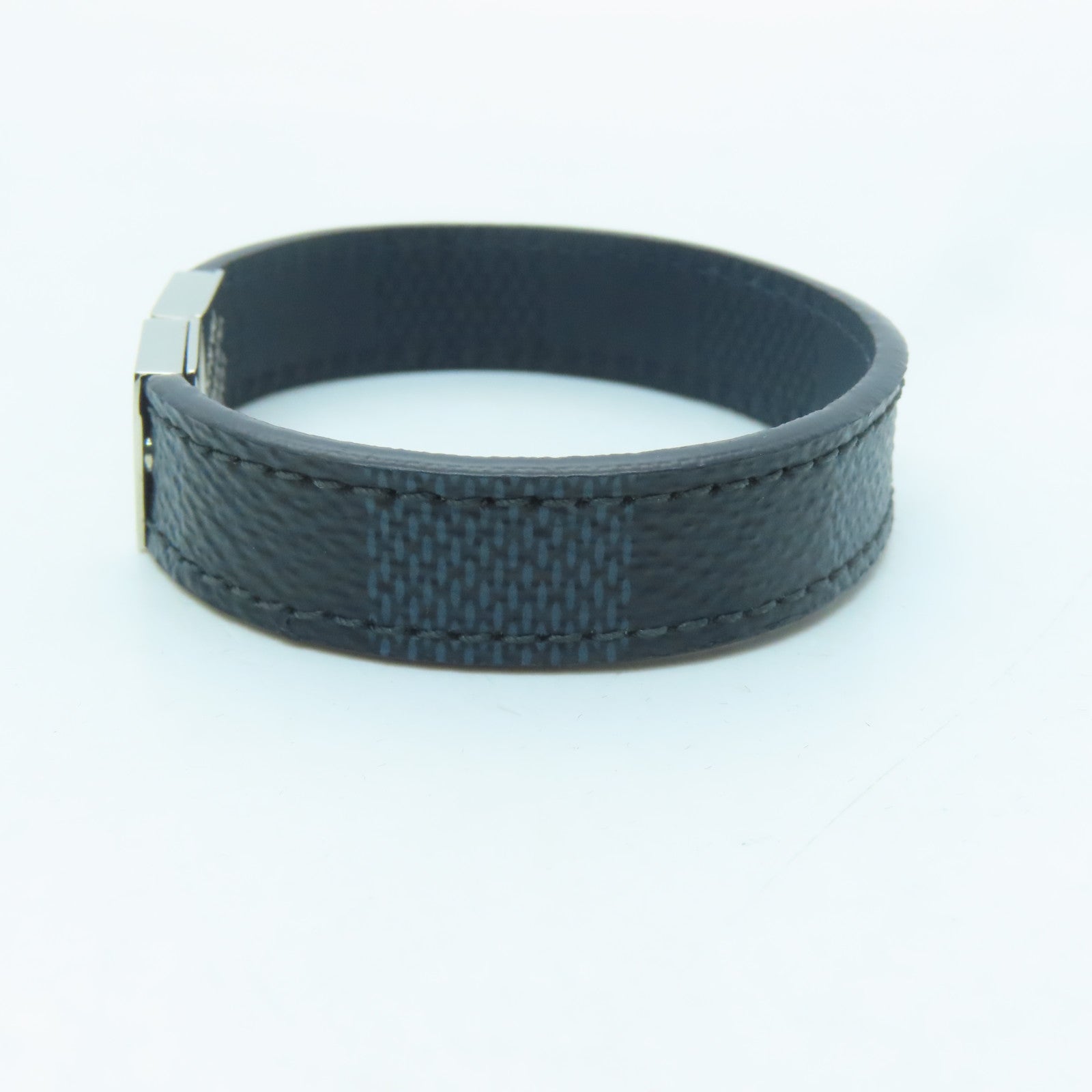 LOUIS VUITTON Damier Pull It Bracelet silver buckle bracelet dark blue