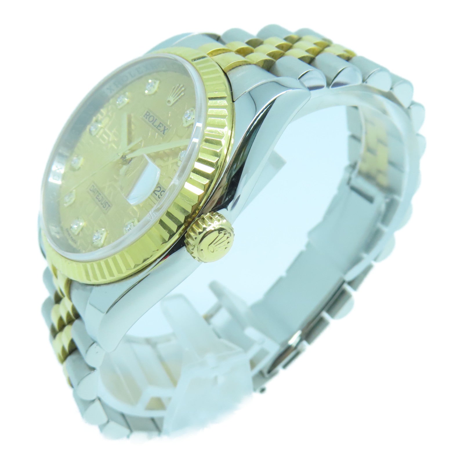 ROLEX Datejust18K黃金/不鏽鋼鑽石手錶自動機芯金色