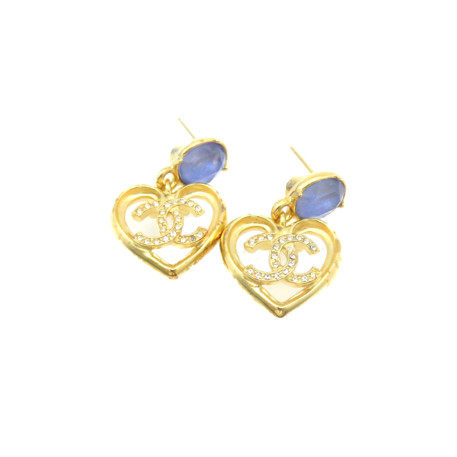CHANEL 金屬CC Heart Earrings耳環金色