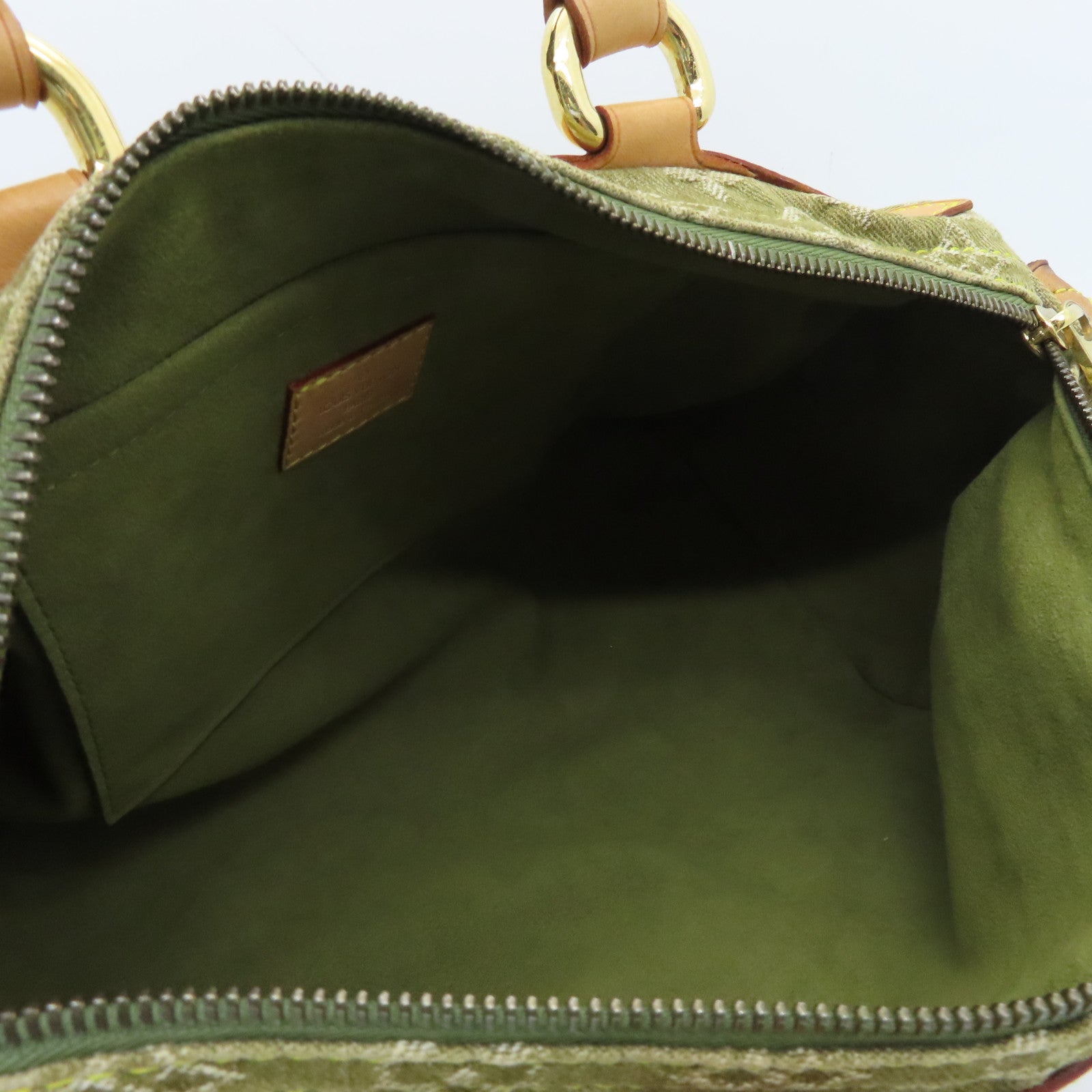 LOUIS VUITTON Monogram Denim Neo Speedy Gold Buckle Bag Khaki