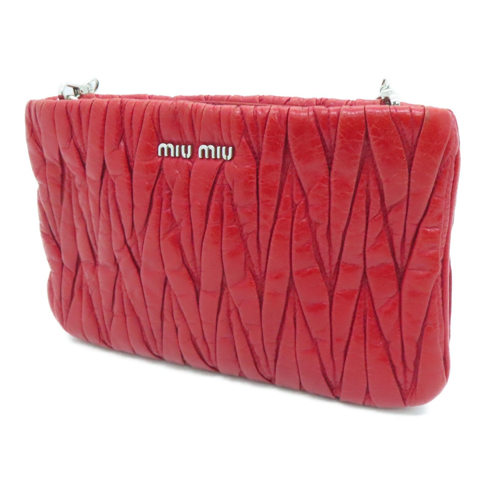 【美品】miu miu 赤 エナメルレザー クラッチバッグ MIU MIU - Miu Miu 赤 レザー バッグ レッド ミュウミュウ