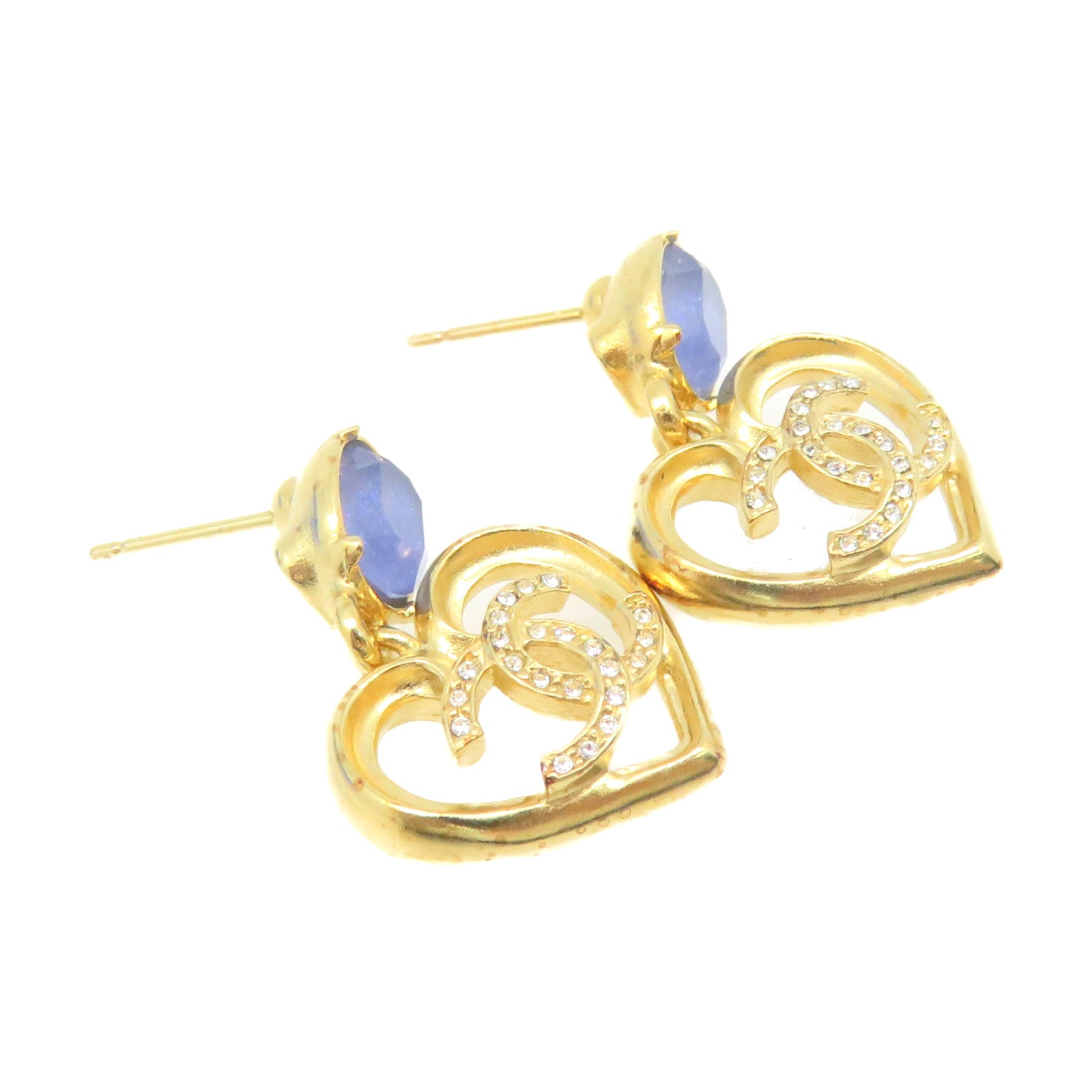 CHANEL 金屬CC Heart Earrings耳環金色