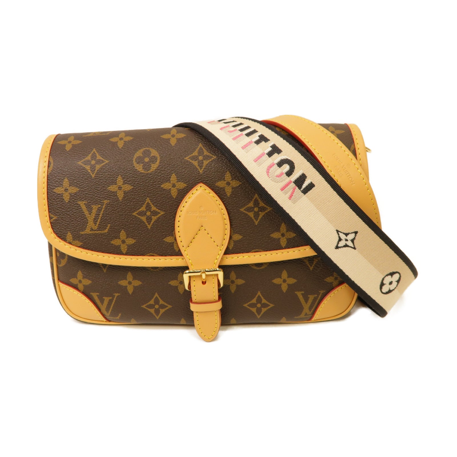 LOUIS VUITTON Monogram Diane金扣肩背袋棕色