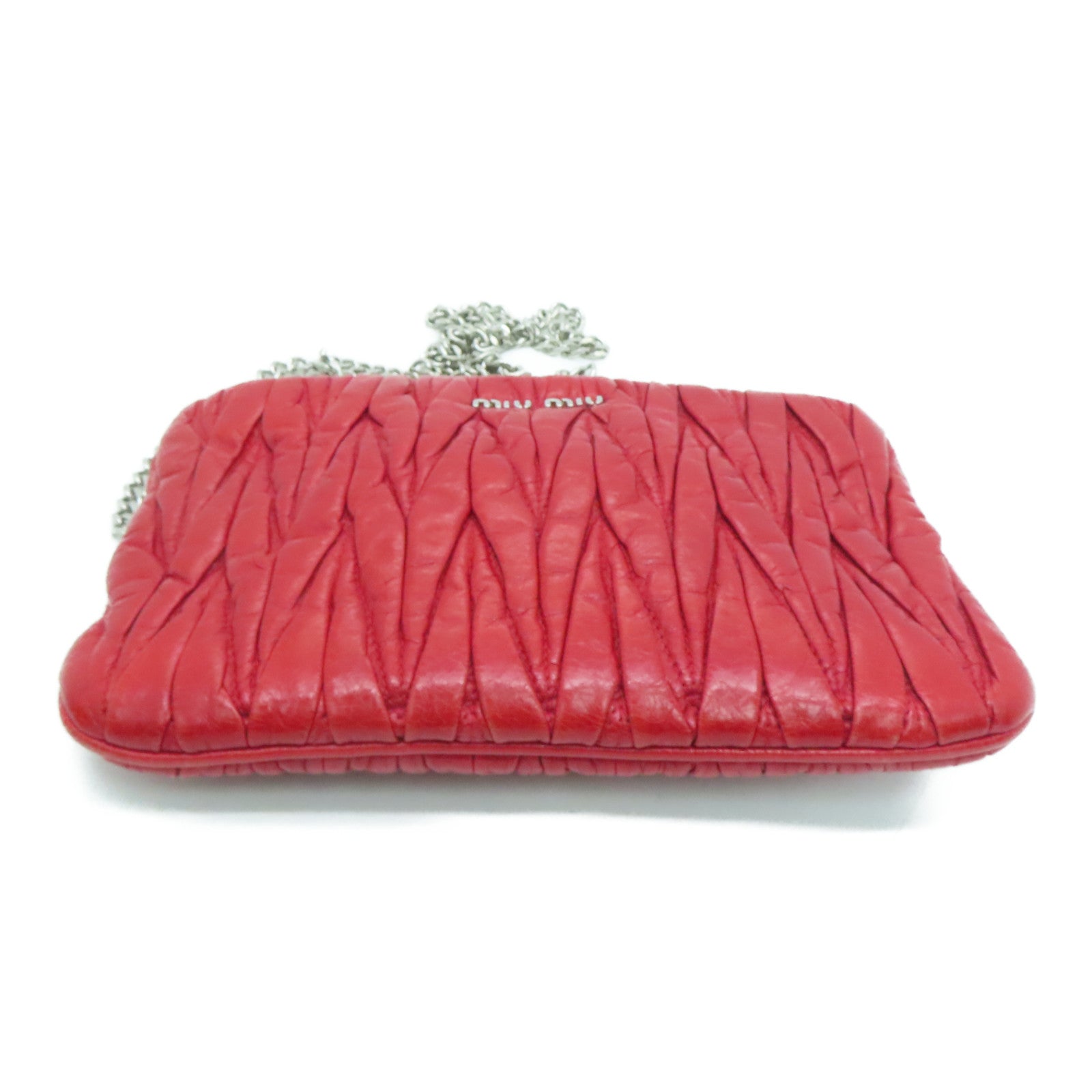 Miu Miu 【激减优惠】羊皮皮革Shoulder Bag银扣链带肩背袋红色