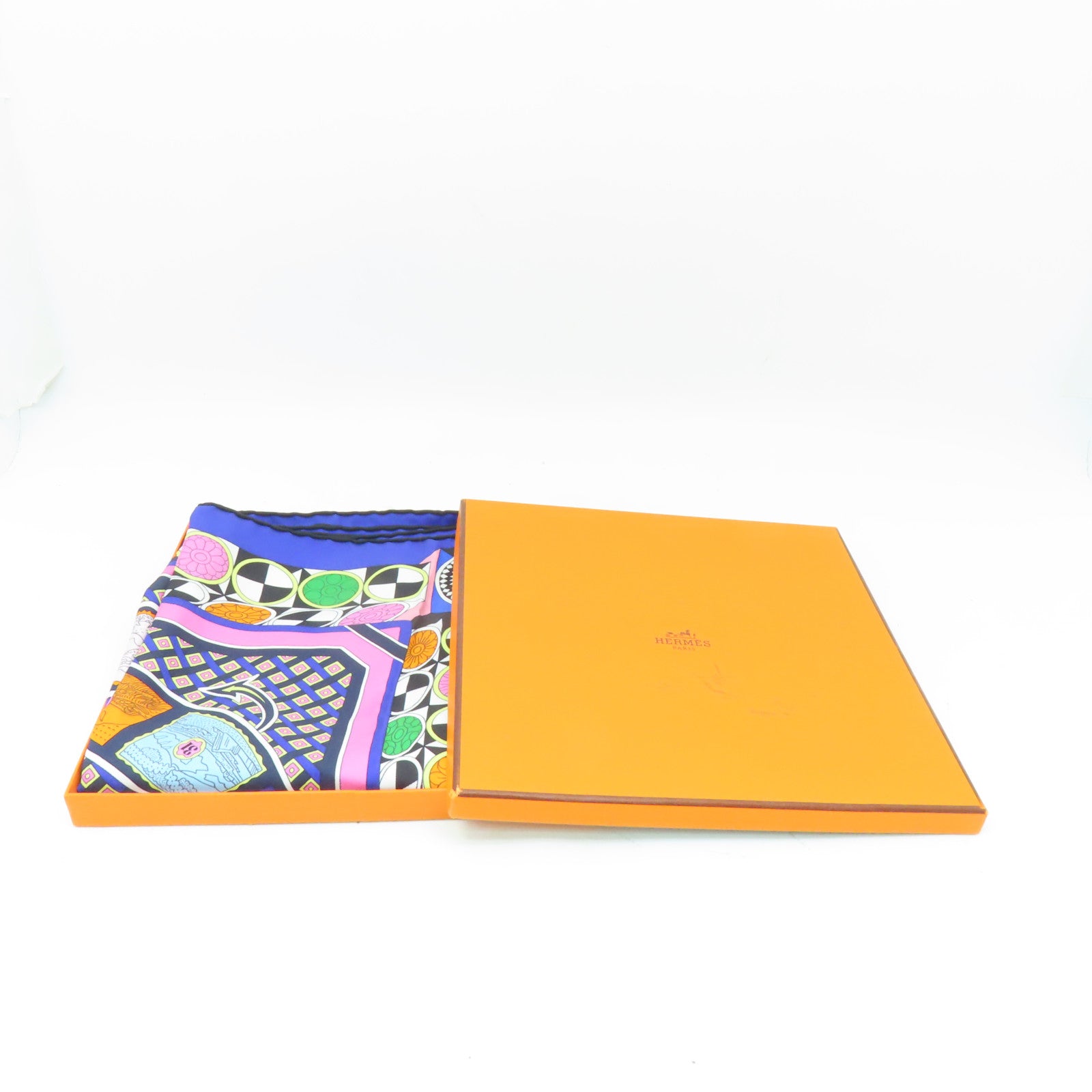 HERMES 絲質Scarf絲巾藍色/彩色