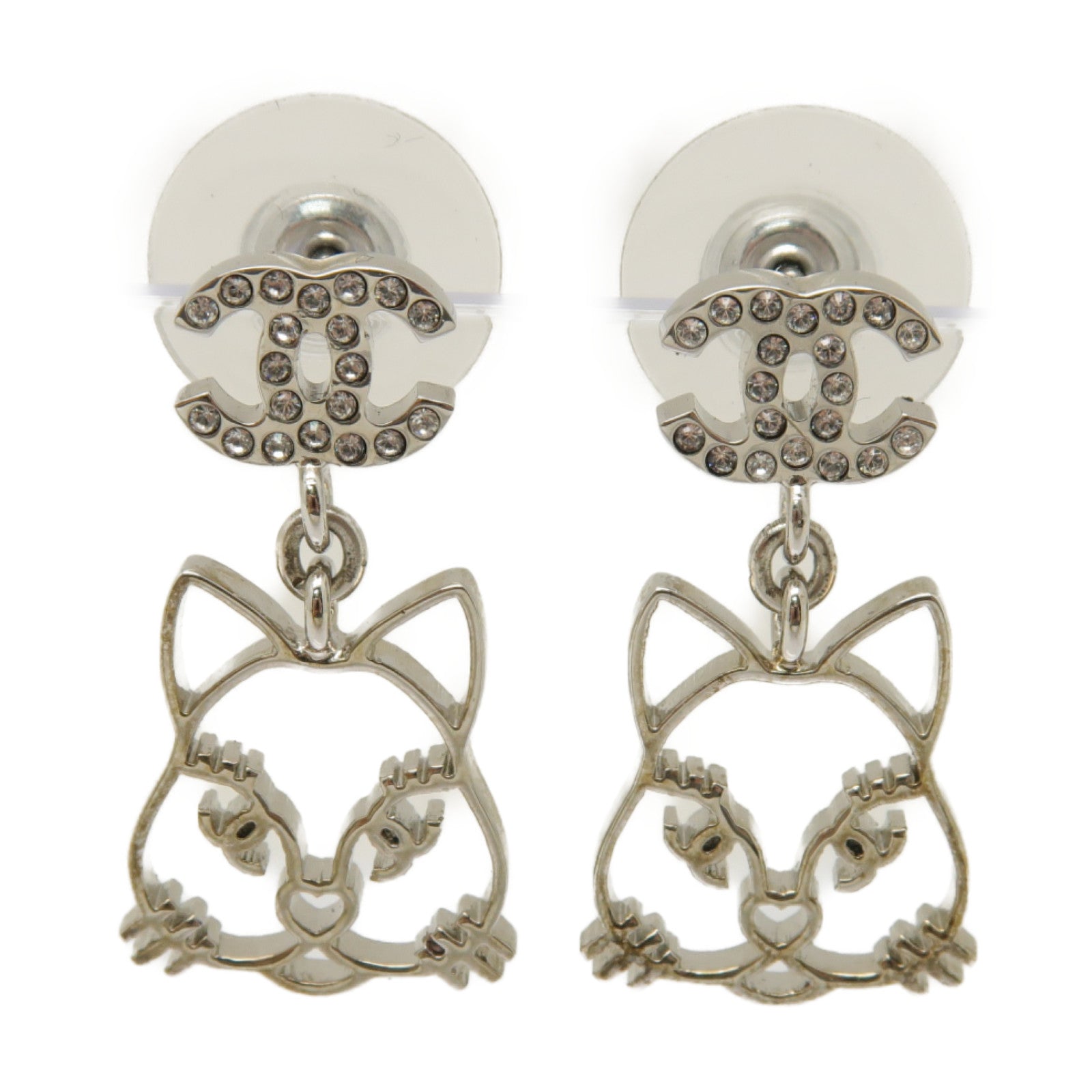 CHANEL 金屬Earrings耳環銀色/透明