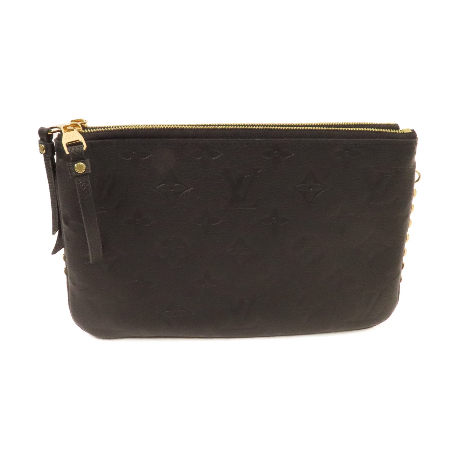 LOUIS VUITTON Monogram Empreinte Double Zip Pochette Chain Shoulder Bag金扣鏈帶肩背袋黑色