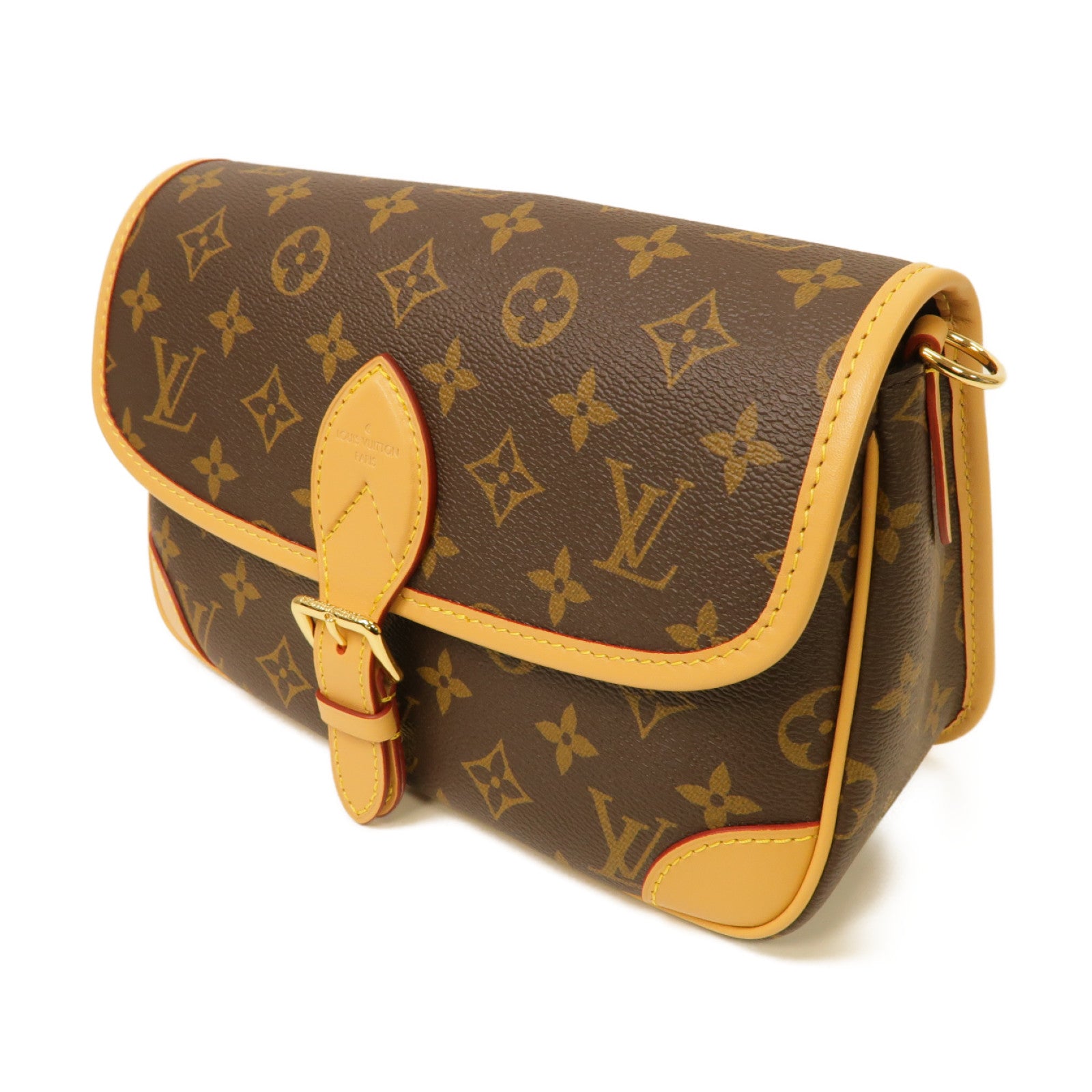 LOUIS VUITTON Monogram Diane金扣肩背袋棕色