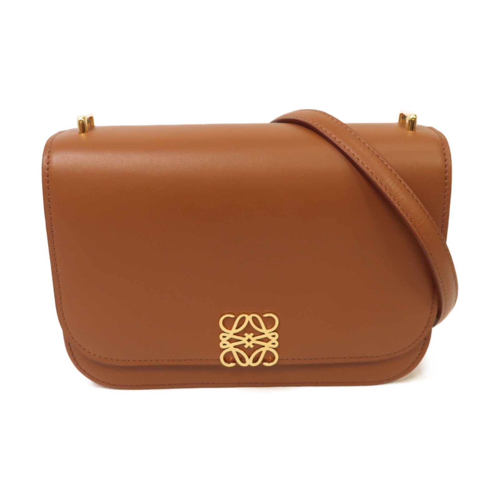 LOEWE 牛皮皮革Goya Small Bag金扣肩背袋啡色
