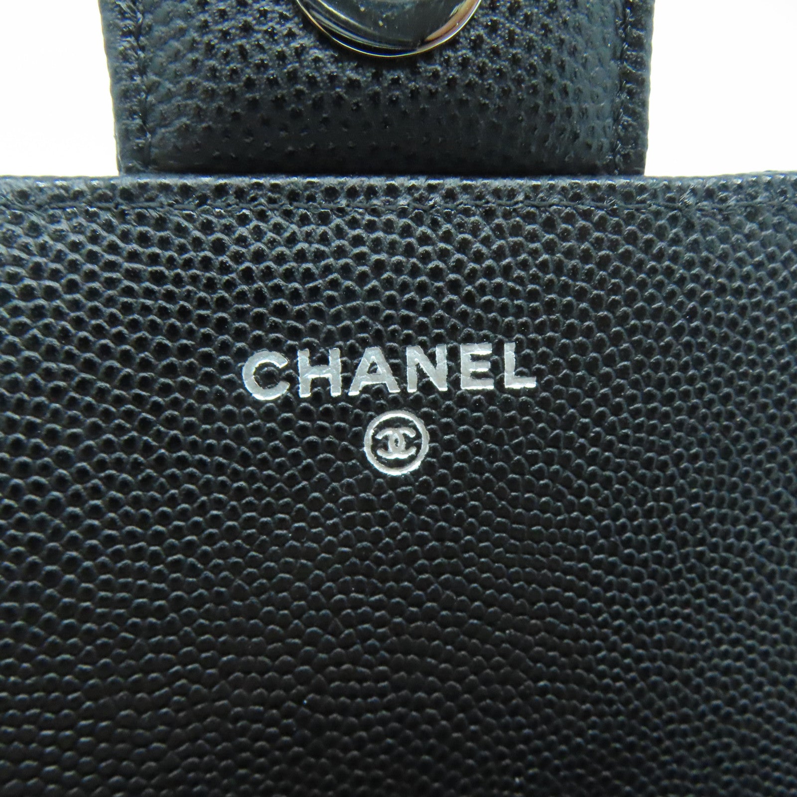 CHANEL 菱格Caviar皮革Chain Shoulder Bag银扣链带肩背袋黑色