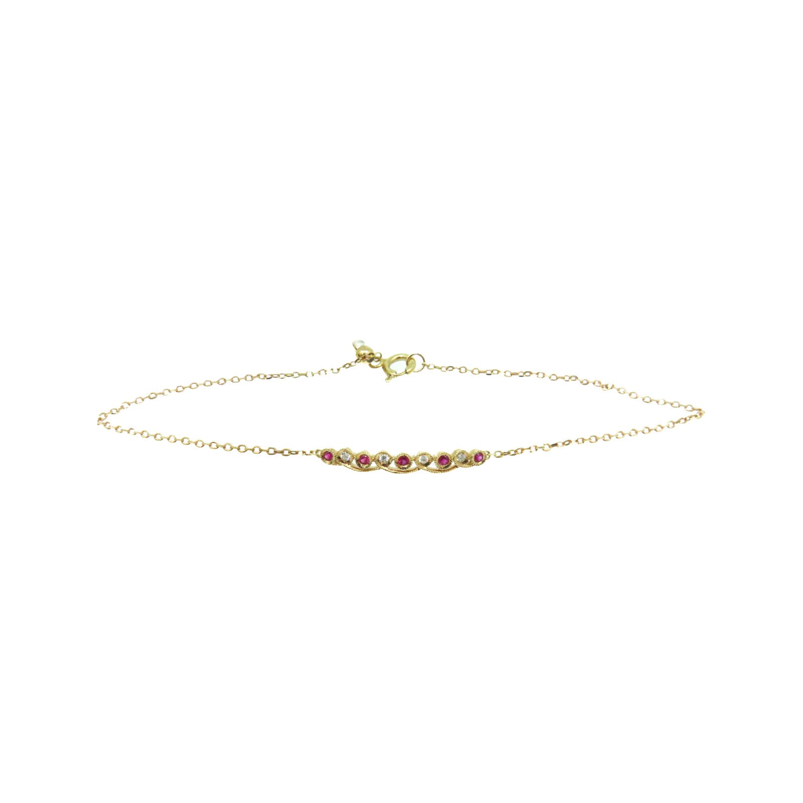 JEWELRY 【激減優惠】18K玫瑰金/0.05ct紅寶石/0.03ct鑽石Ruby Bracelet手鏈