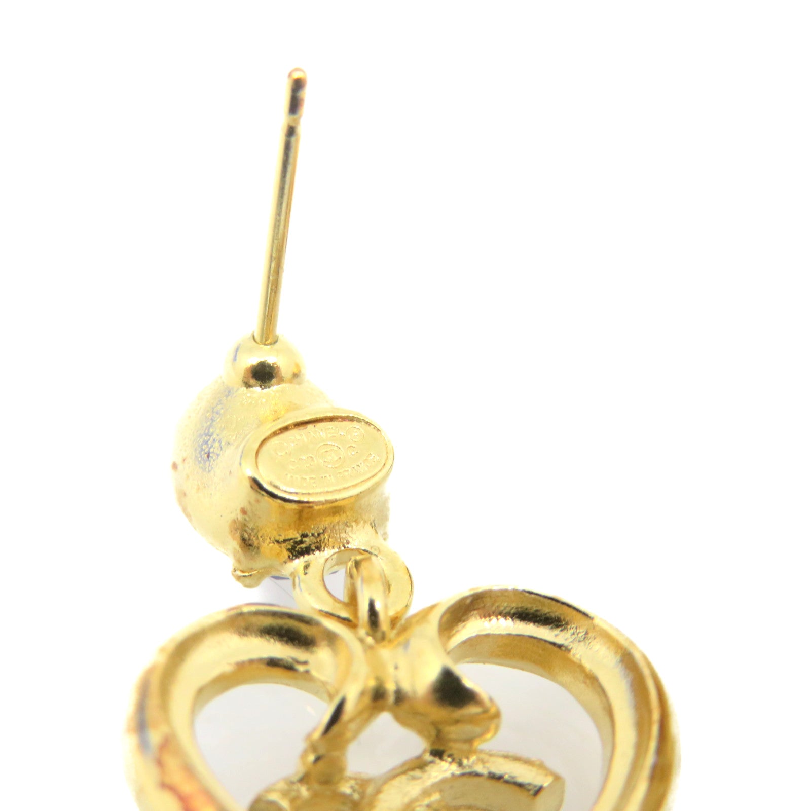 CHANEL 金屬CC Heart Earrings耳環金色