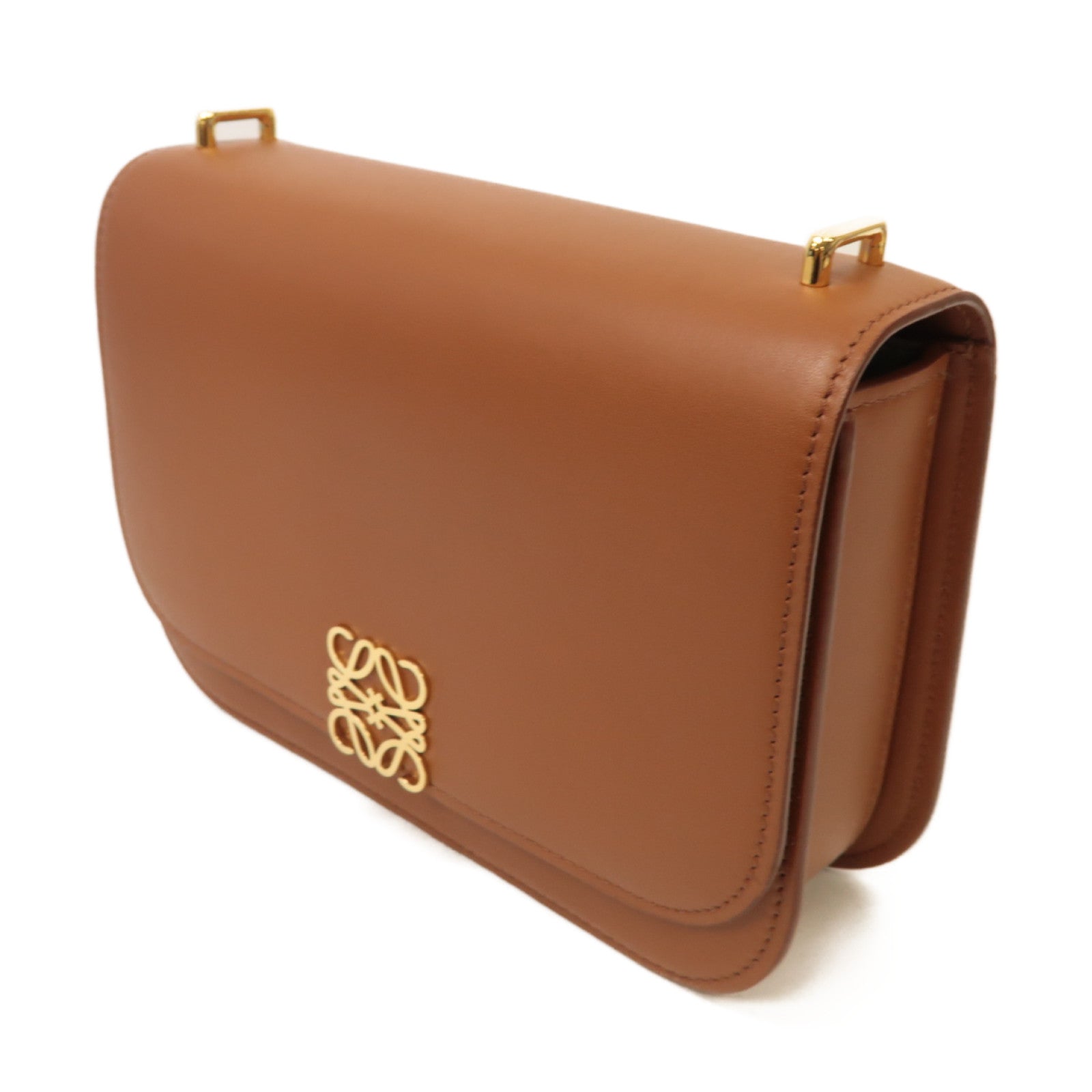 LOEWE 牛皮皮革Goya Small Bag金扣肩背袋啡色