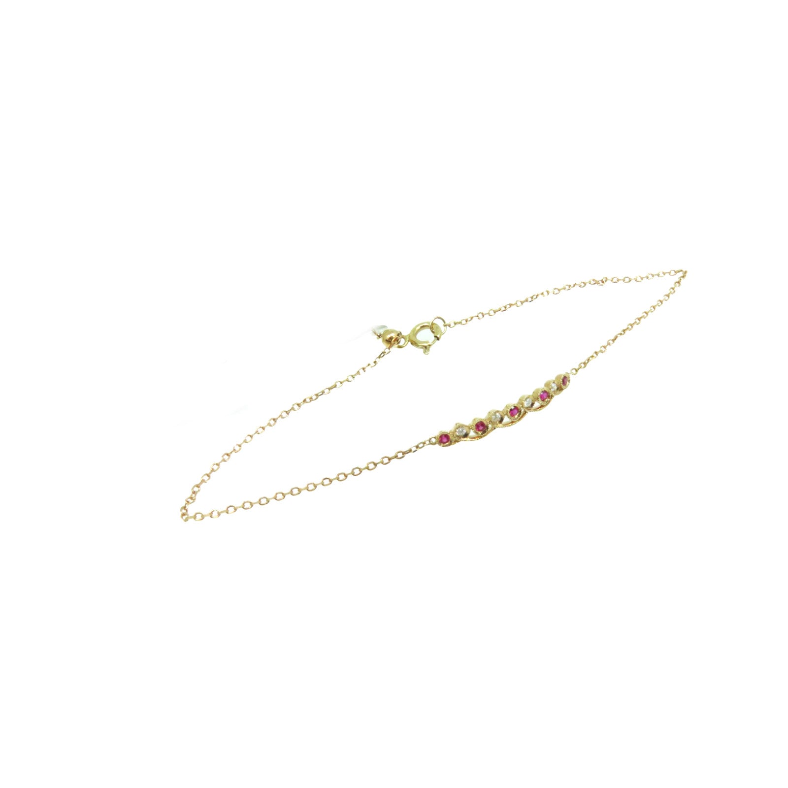 JEWELRY 【激減優惠】18K玫瑰金/0.05ct紅寶石/0.03ct鑽石Ruby Bracelet手鏈