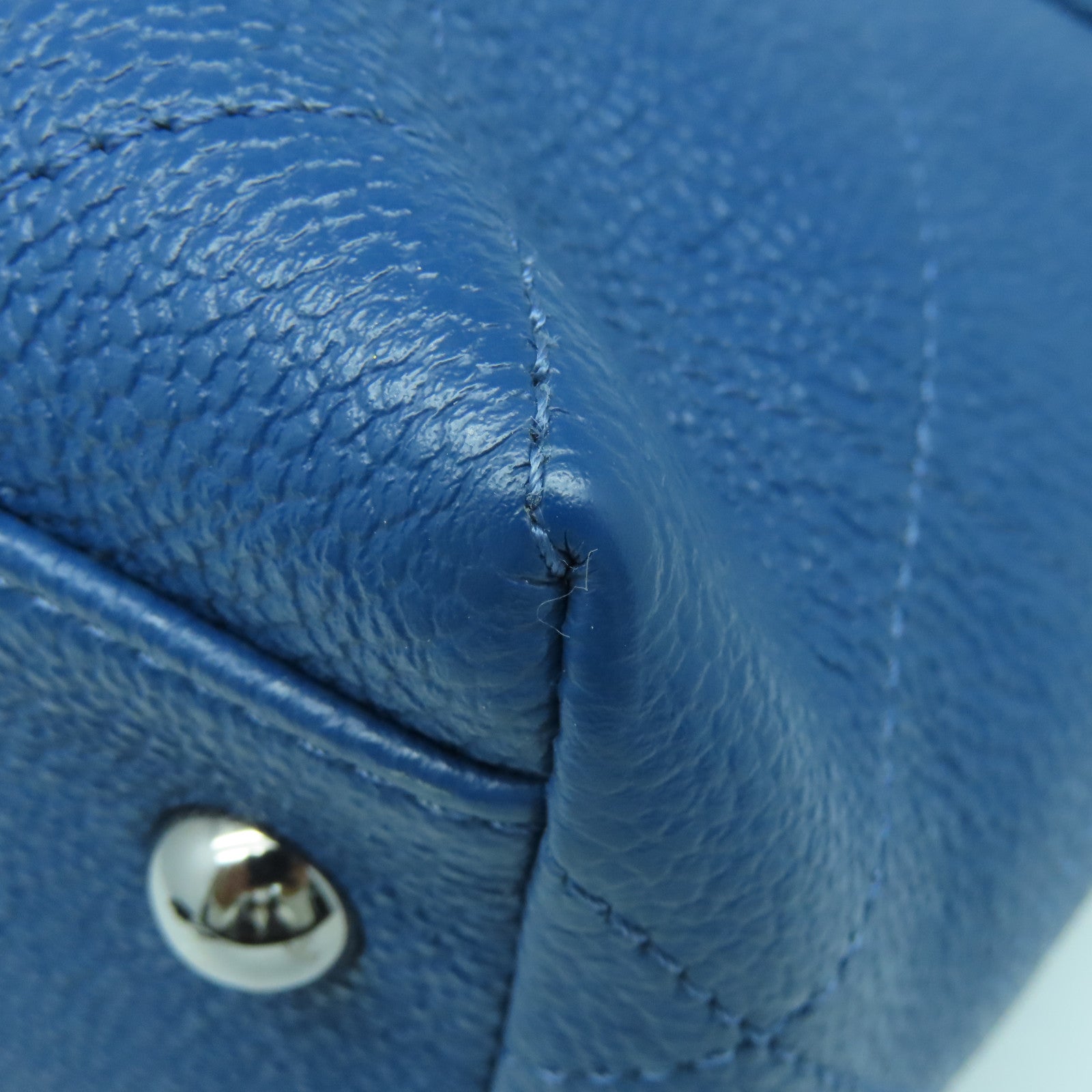 CHANEL 菱格牛皮皮革Chain Shoulder Bag銀扣鏈帶肩背袋藍色