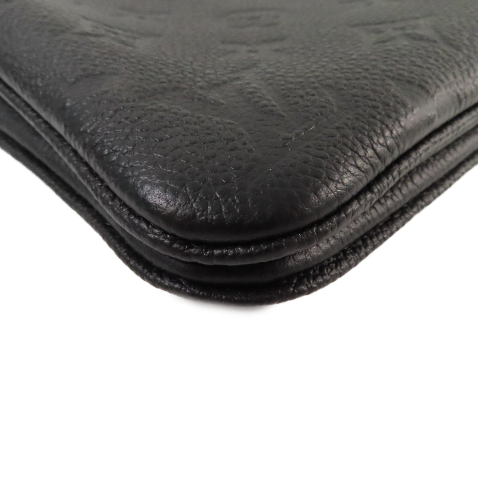 LOUIS VUITTON Monogram Empreinte Double Zip Pochette Chain Shoulder Bag金扣鏈帶肩背袋黑色