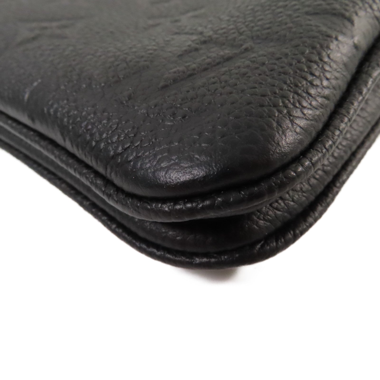 LOUIS VUITTON Monogram Empreinte Double Zip Pochette Chain Shoulder Bag金扣鏈帶肩背袋黑色