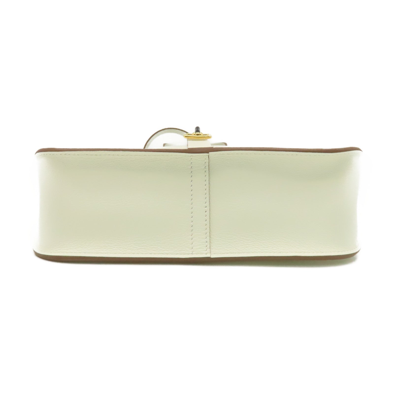 HERMES Evercolor皮革Halzan 25 2Way Shoulder Bag金扣手挽肩背兩用袋Nata奶油白色