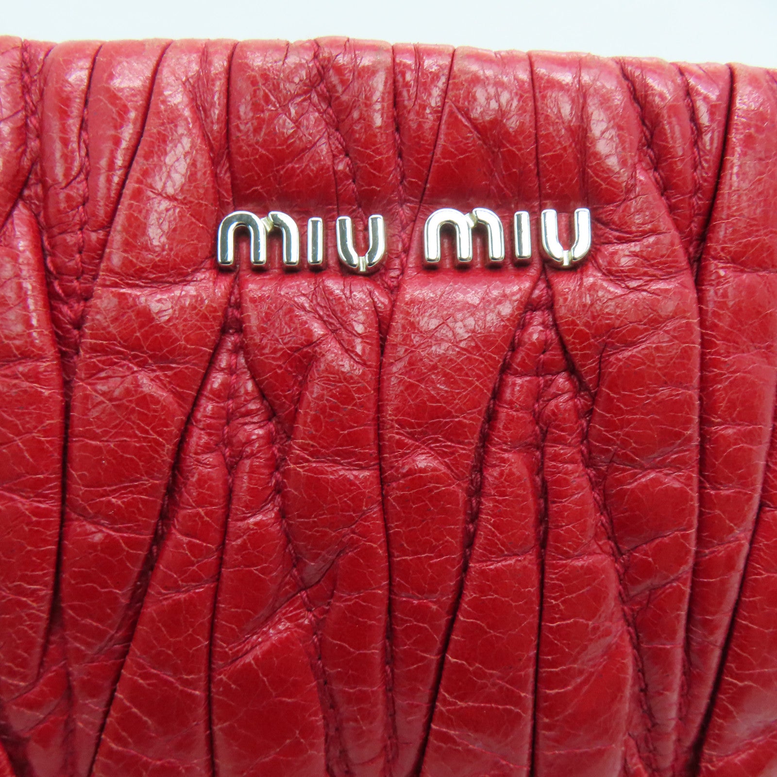 Miu Miu 【激减优惠】羊皮皮革Shoulder Bag银扣链带肩背袋红色